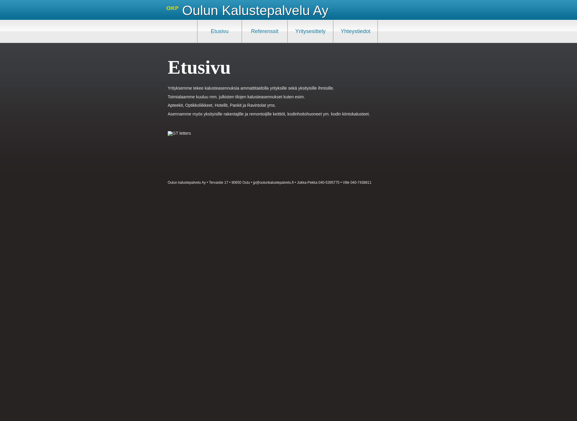 Screenshot for oulunkalustepalvelu.fi
