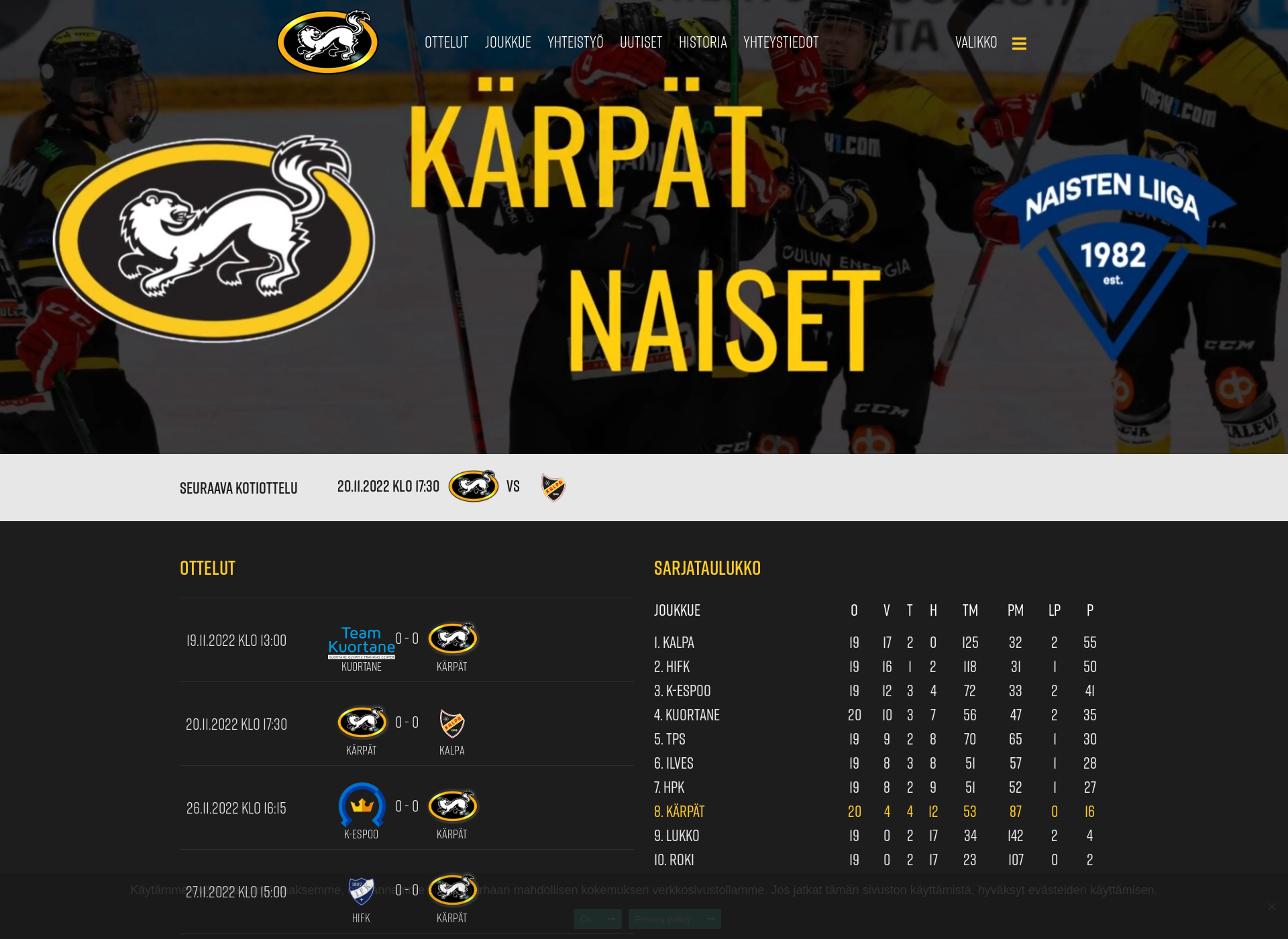 Screenshot for oulunkärpätnaiset.fi