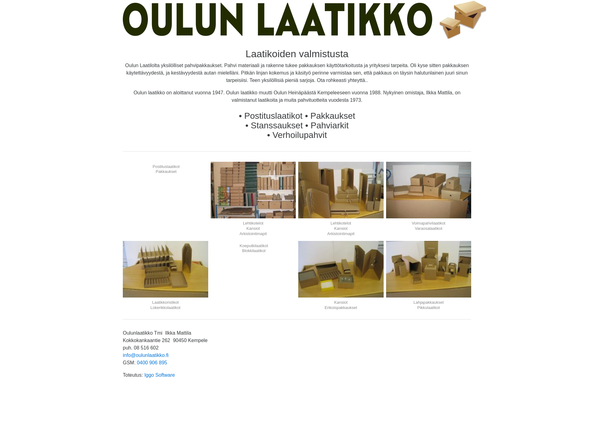 Skärmdump för oulunlaatikko.fi