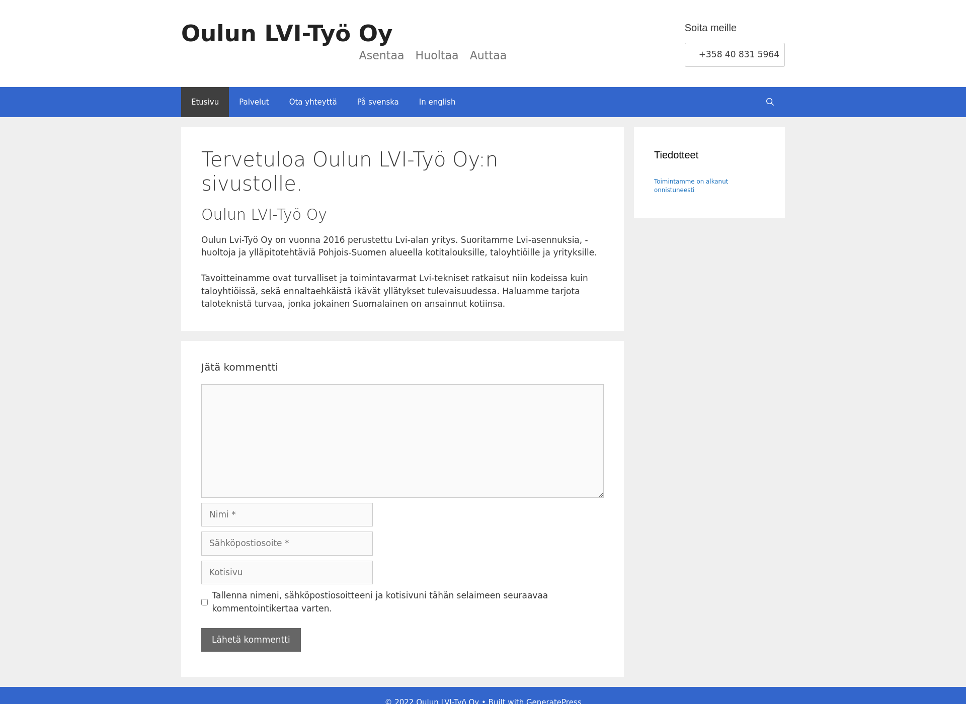 Screenshot for oulunlvityo.fi