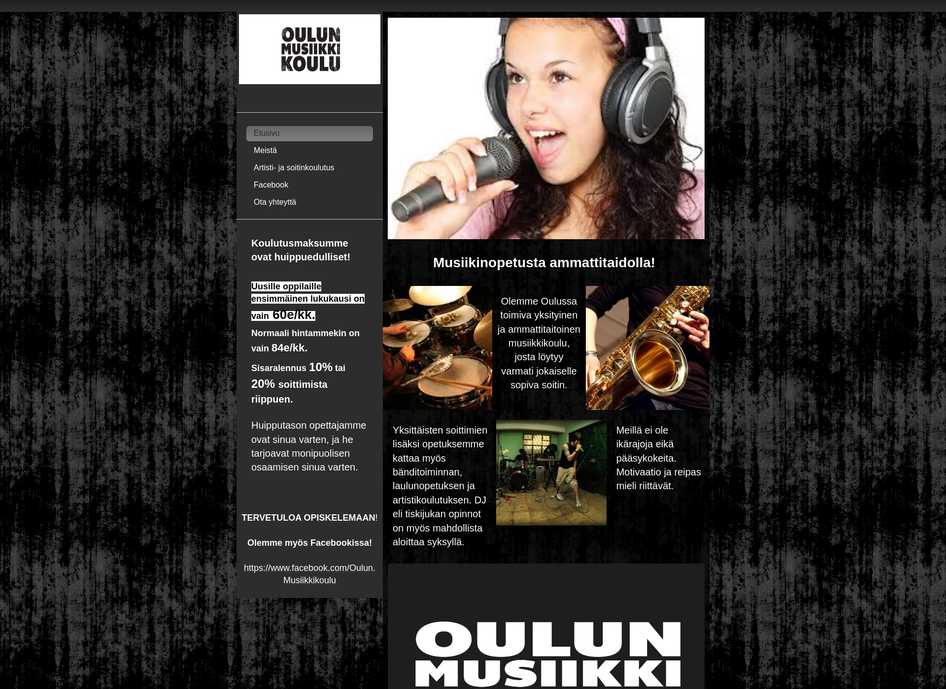 Skärmdump för oulunmusiikkikoulu.fi