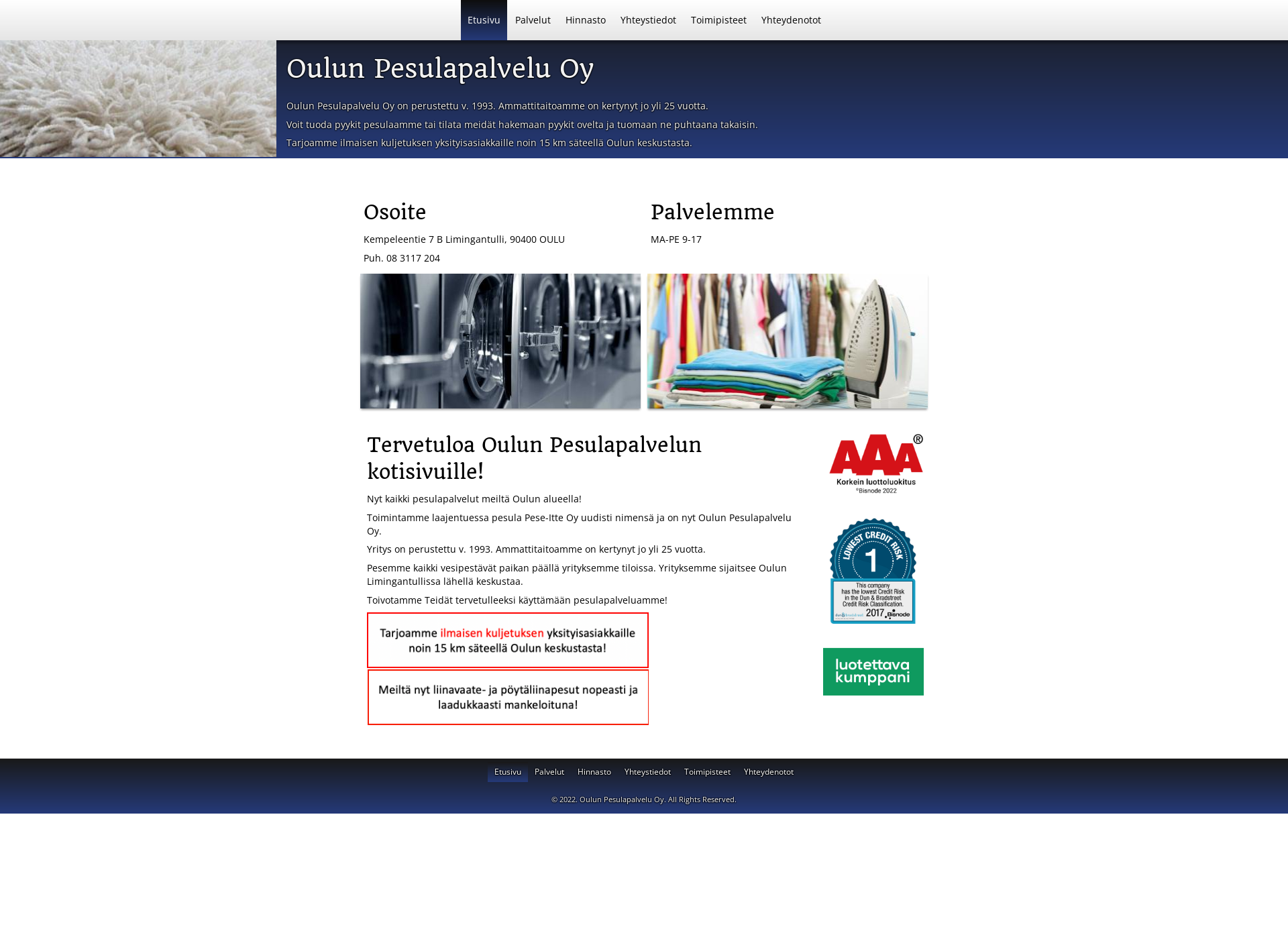 Screenshot for oulunpesulapalvelu.fi