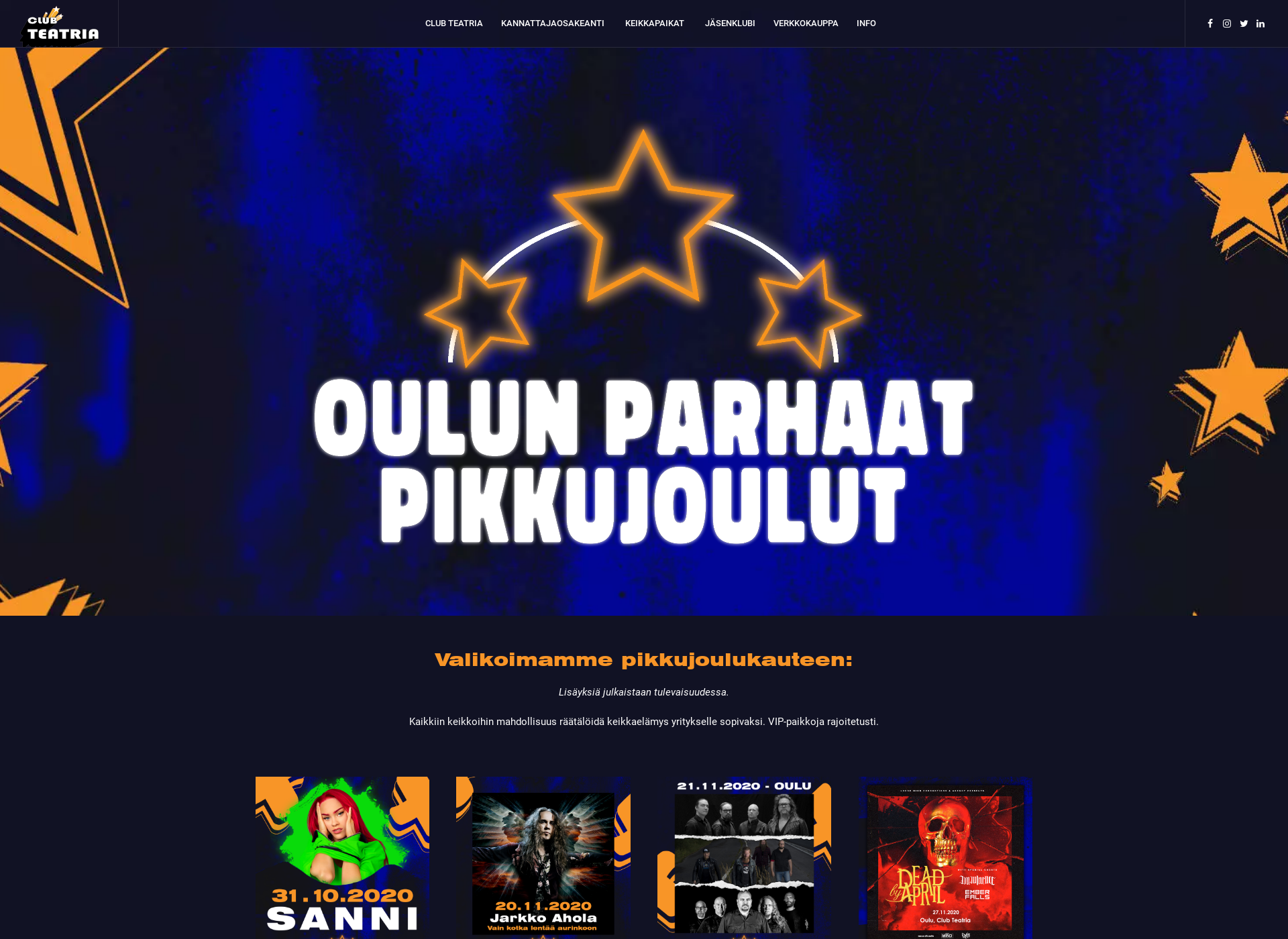 Skärmdump för oulunpikkujoulut.fi
