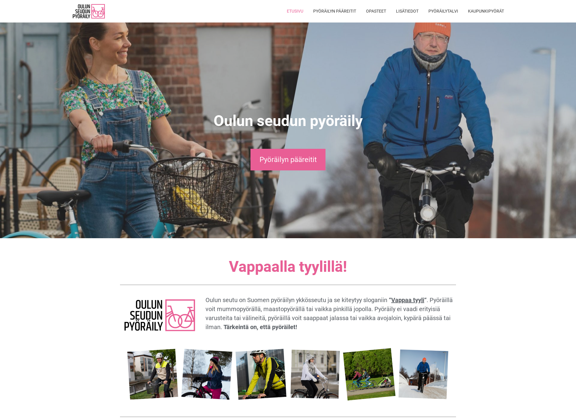 Skärmdump för oulunseudunpyoraily.fi