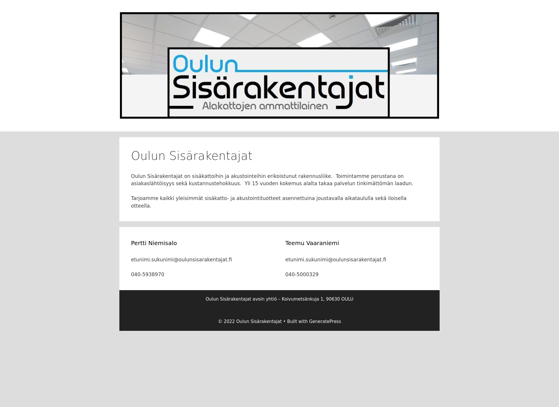 Screenshot for oulunsisärakentajat.fi