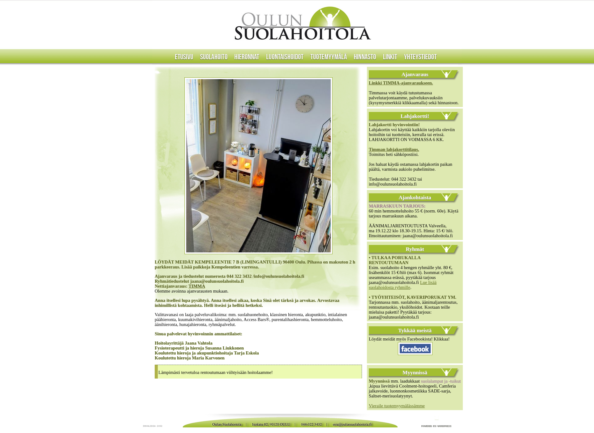 Screenshot for oulunsuolahoitola.fi