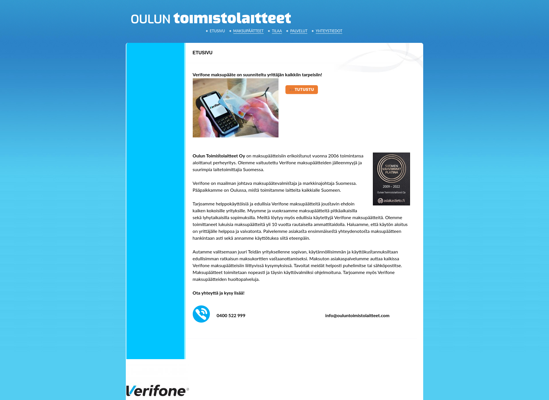 Screenshot for ouluntoimistolaitteet.fi