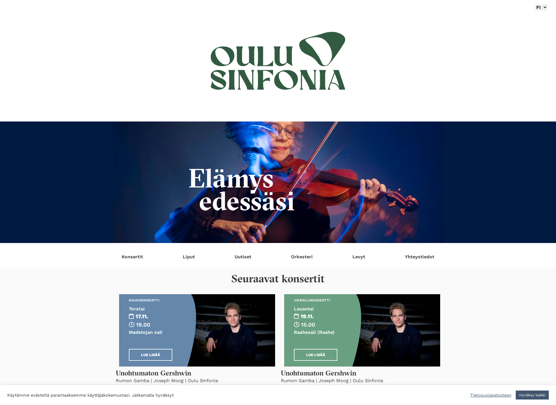 Skärmdump för oulusinfonia.fi