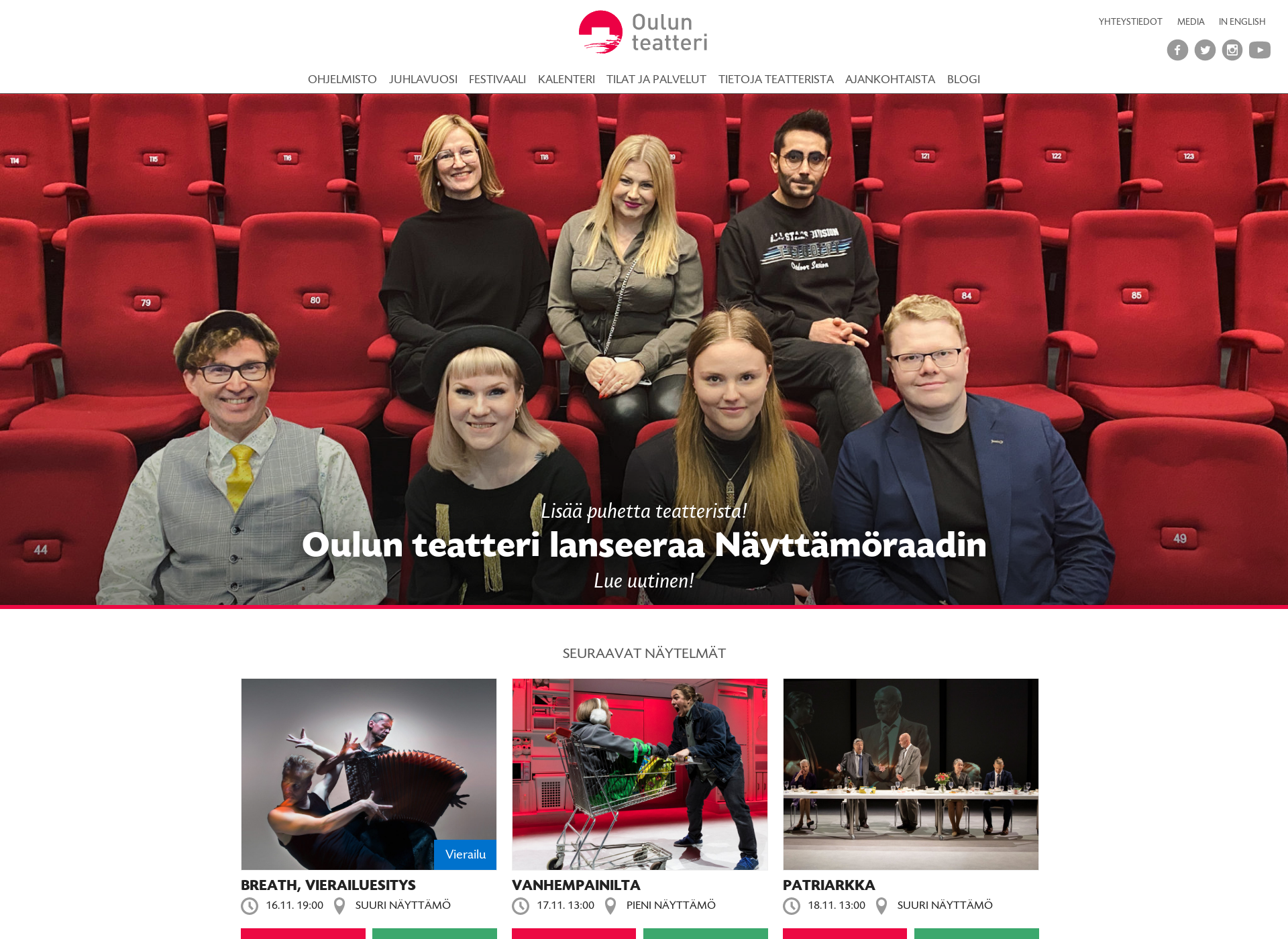 Screenshot for ouluteatteri.fi