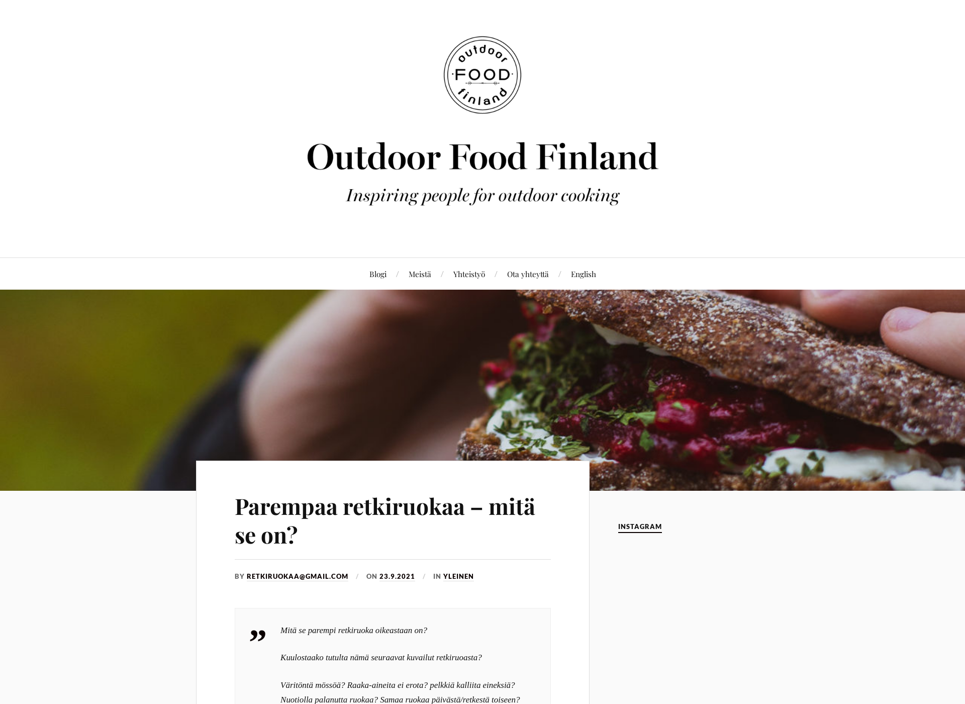 Screenshot for outdoorfood.fi