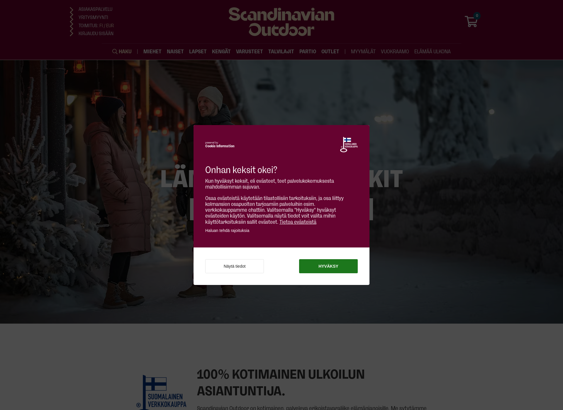 Skärmdump för outdoorkauppa.fi