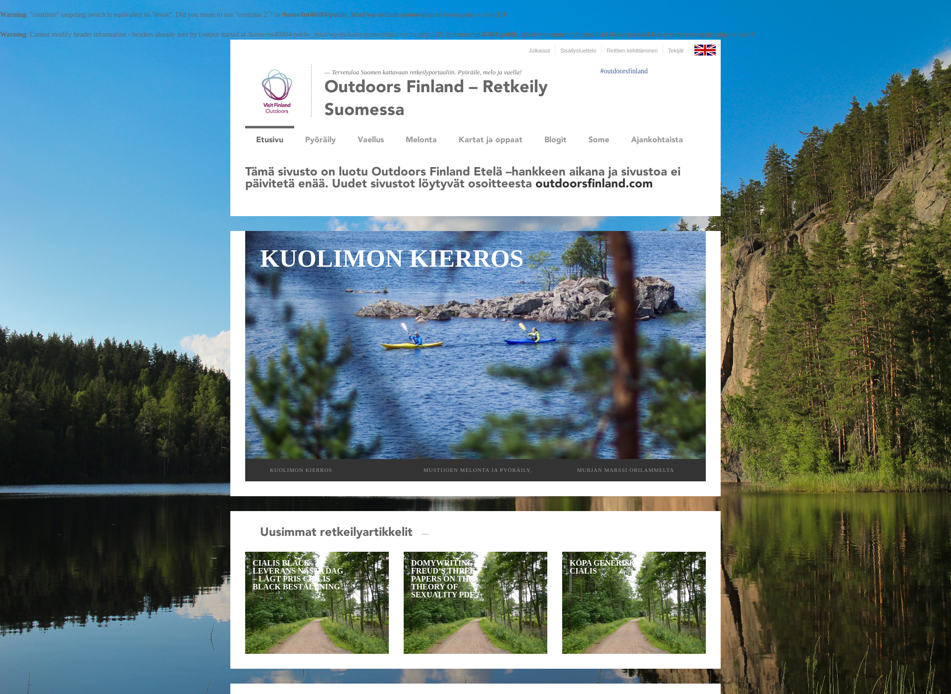 Skärmdump för outdoorsfinland.fi