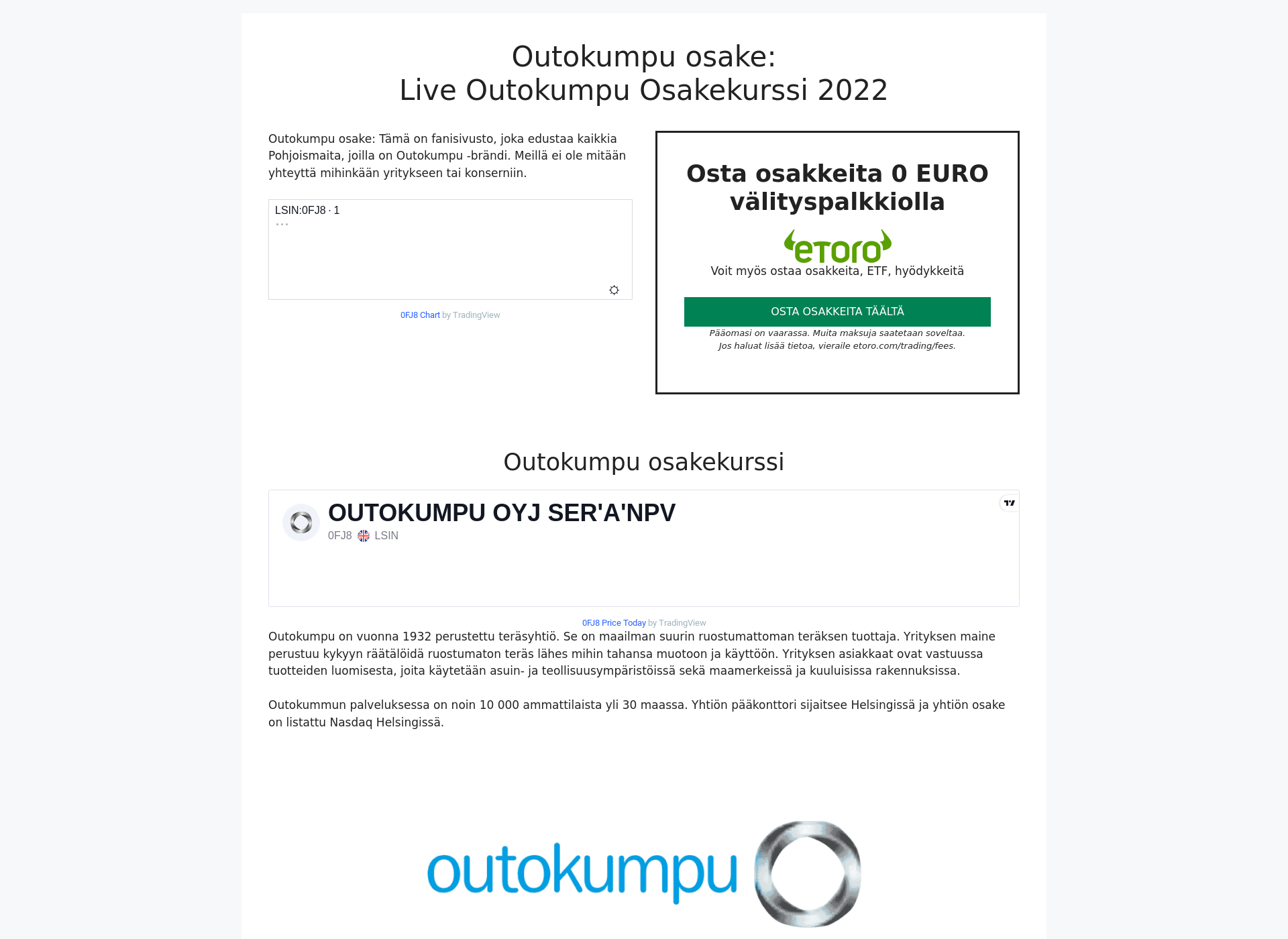 Screenshot for outokumpu-osake.fi