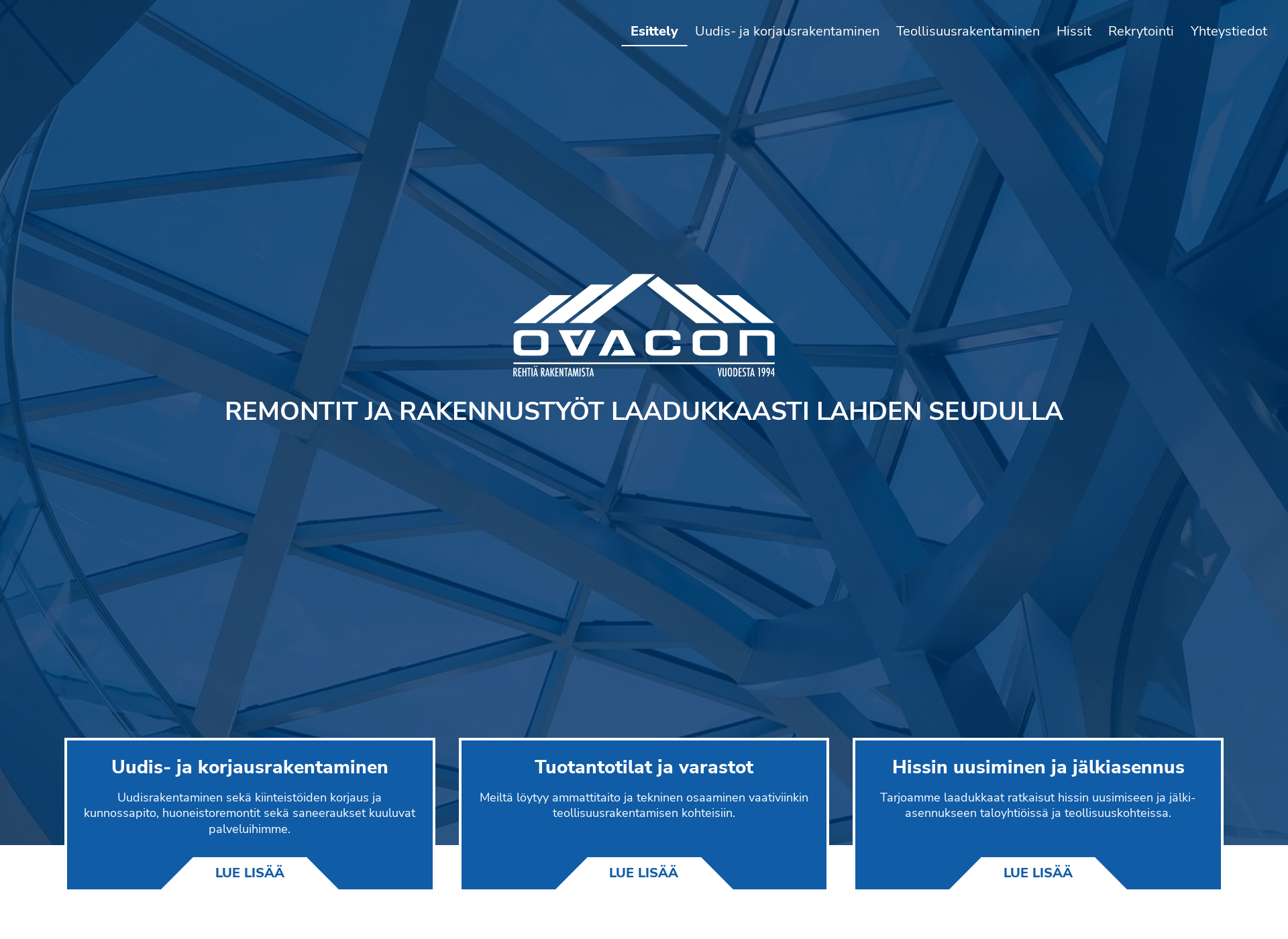 Skärmdump för ovacon.fi