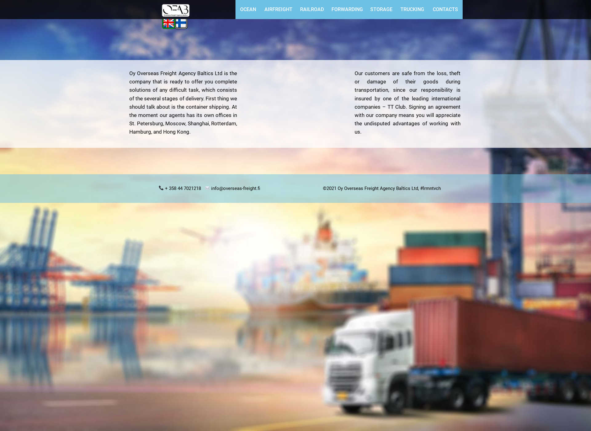 Skärmdump för overseas-freight.fi