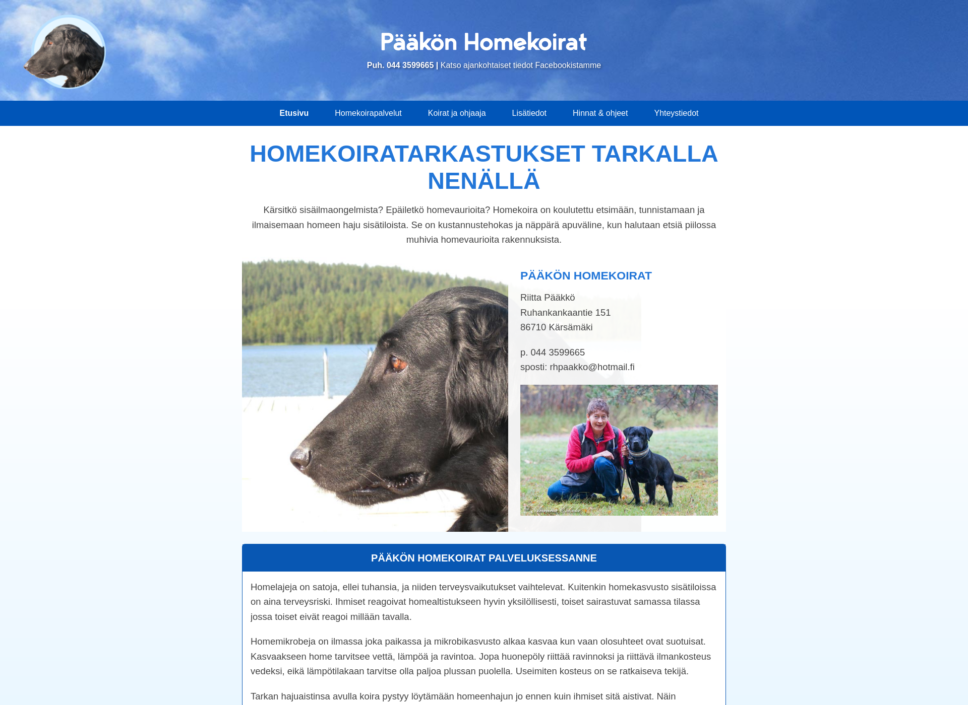 Screenshot for paakonhomekoirat.fi