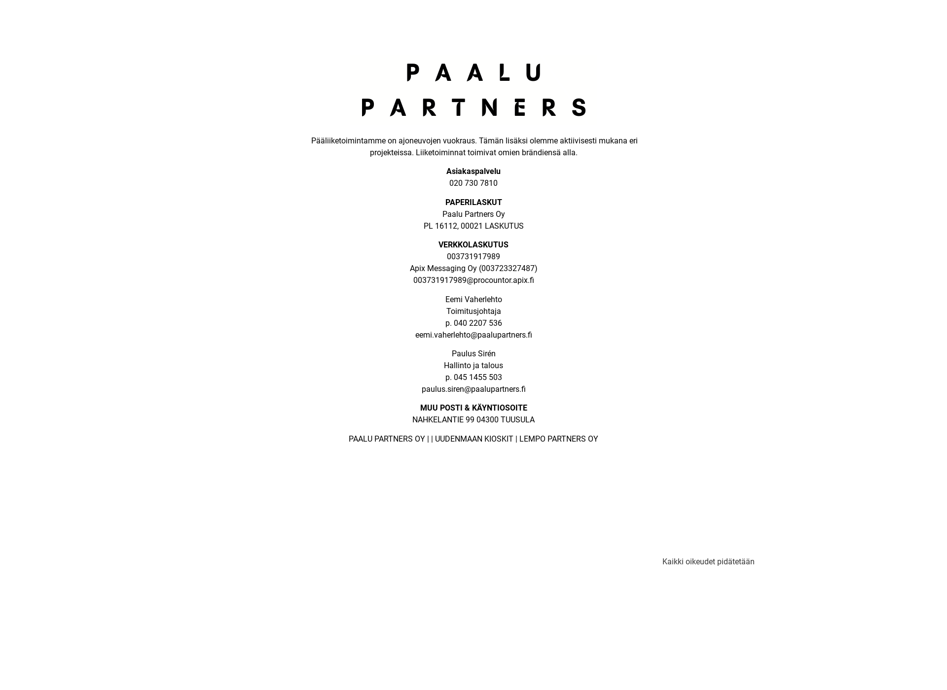 Skärmdump för paalupartners.fi