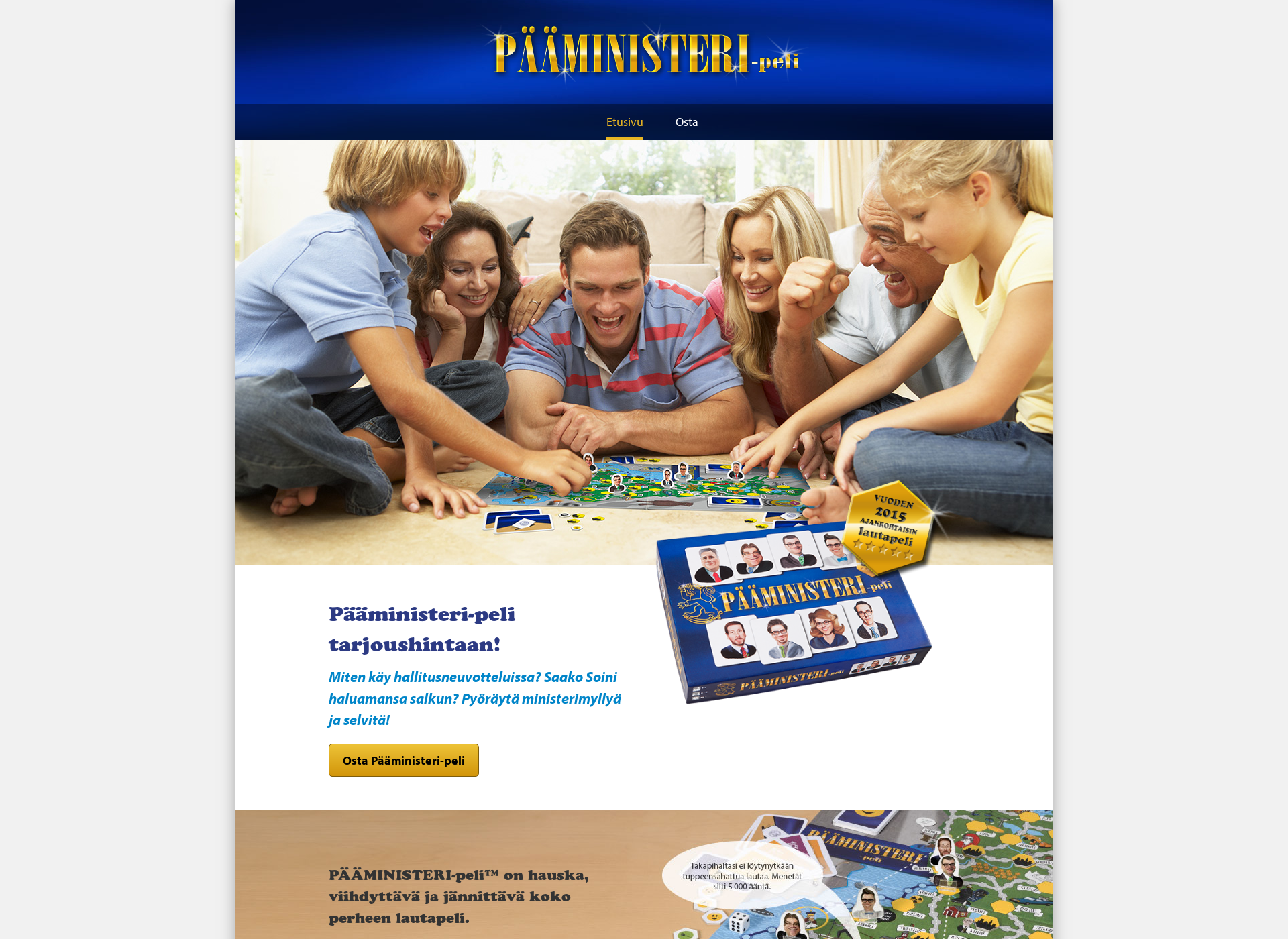 Screenshot for paaministeripeli.fi