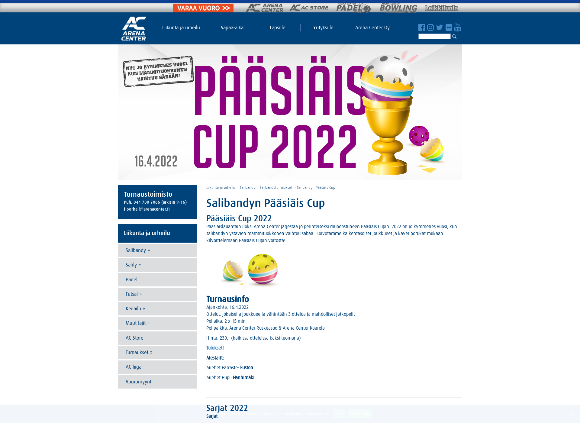 Screenshot for paasiaisturnaus.fi