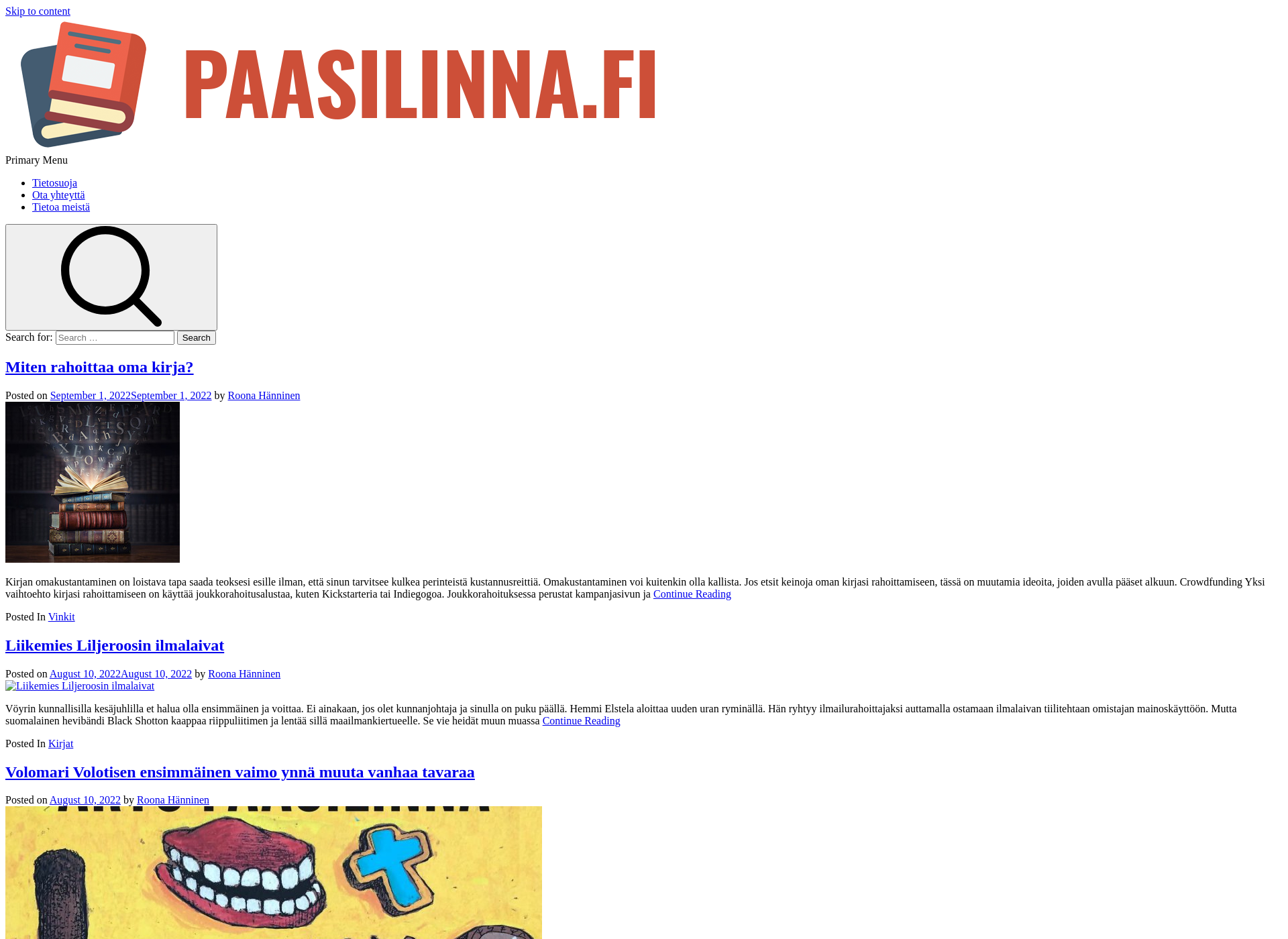 Screenshot for paasilinna.fi
