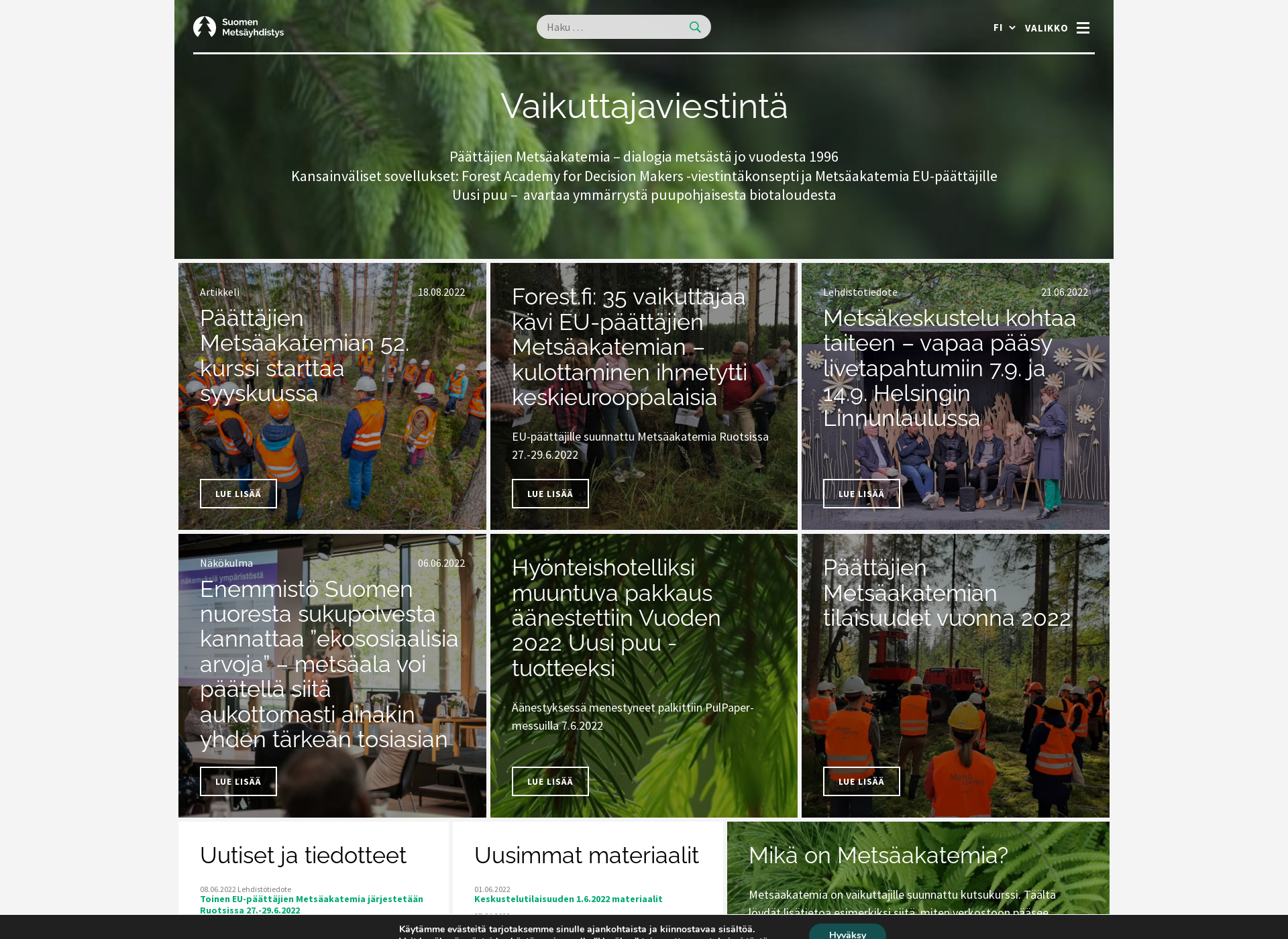 Screenshot for paattajienmetsaakatemia.fi