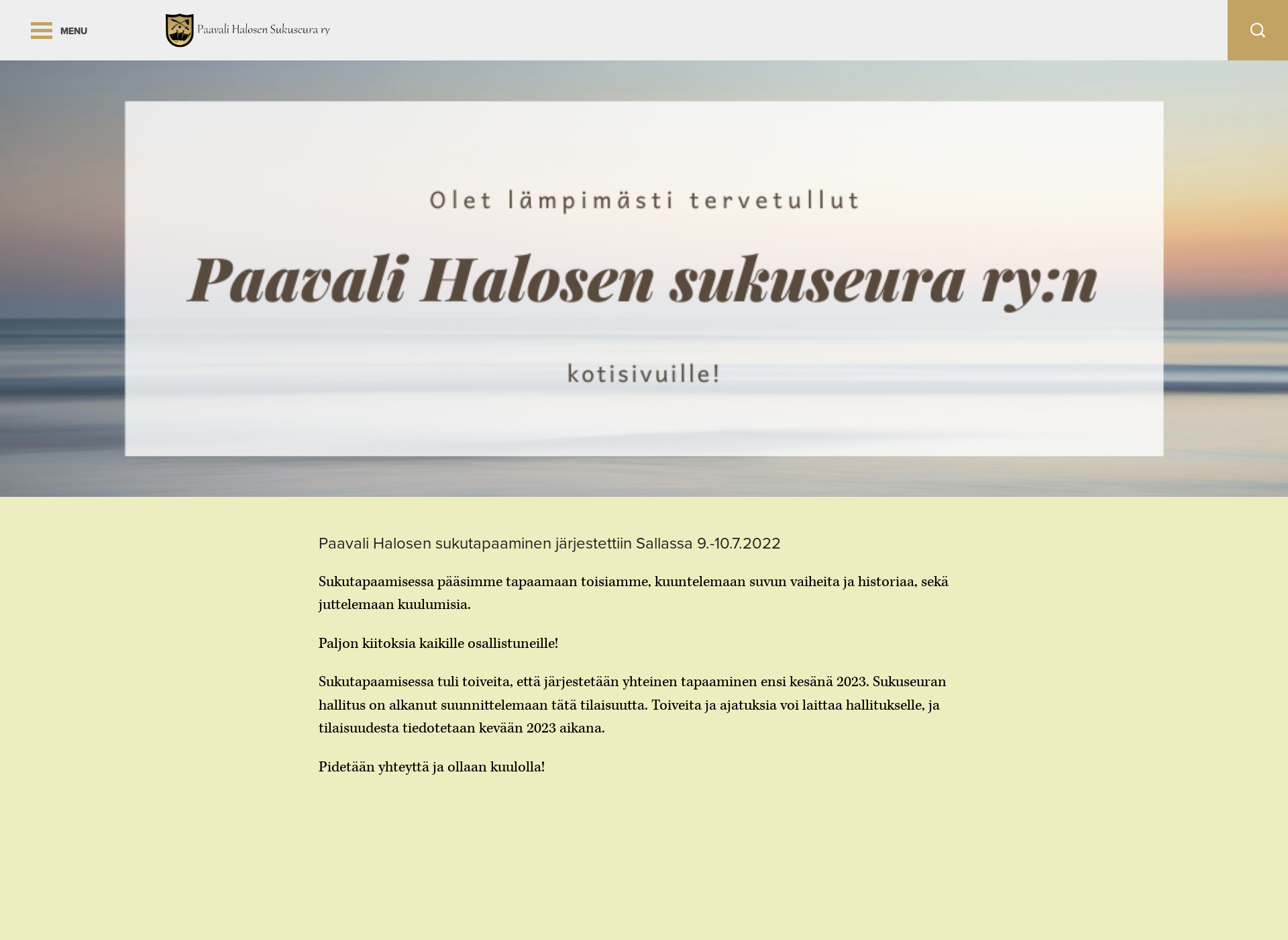 Skärmdump för paavalihalosensukuseura.fi