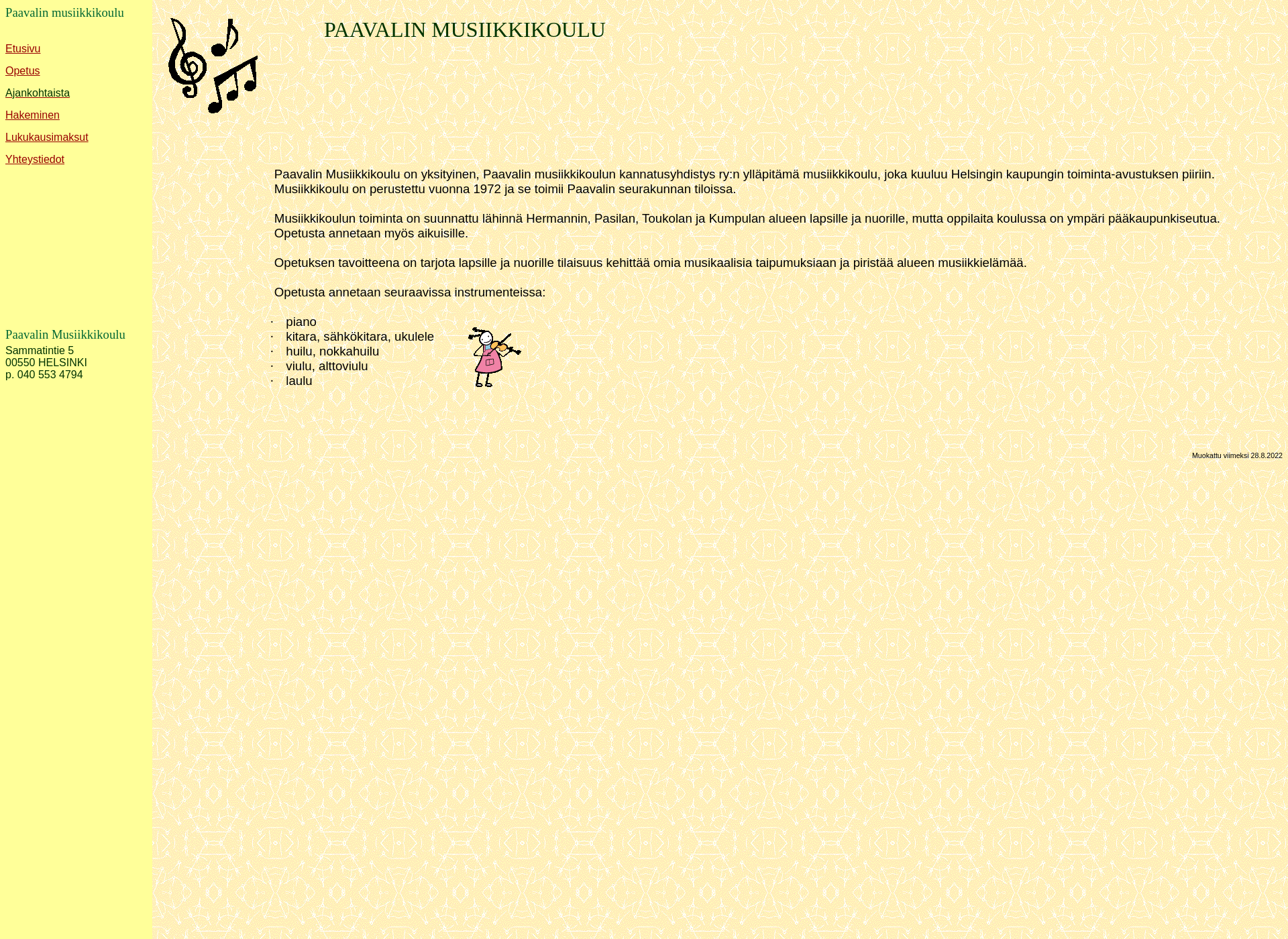 Screenshot for paavalinmusiikkikoulu.fi
