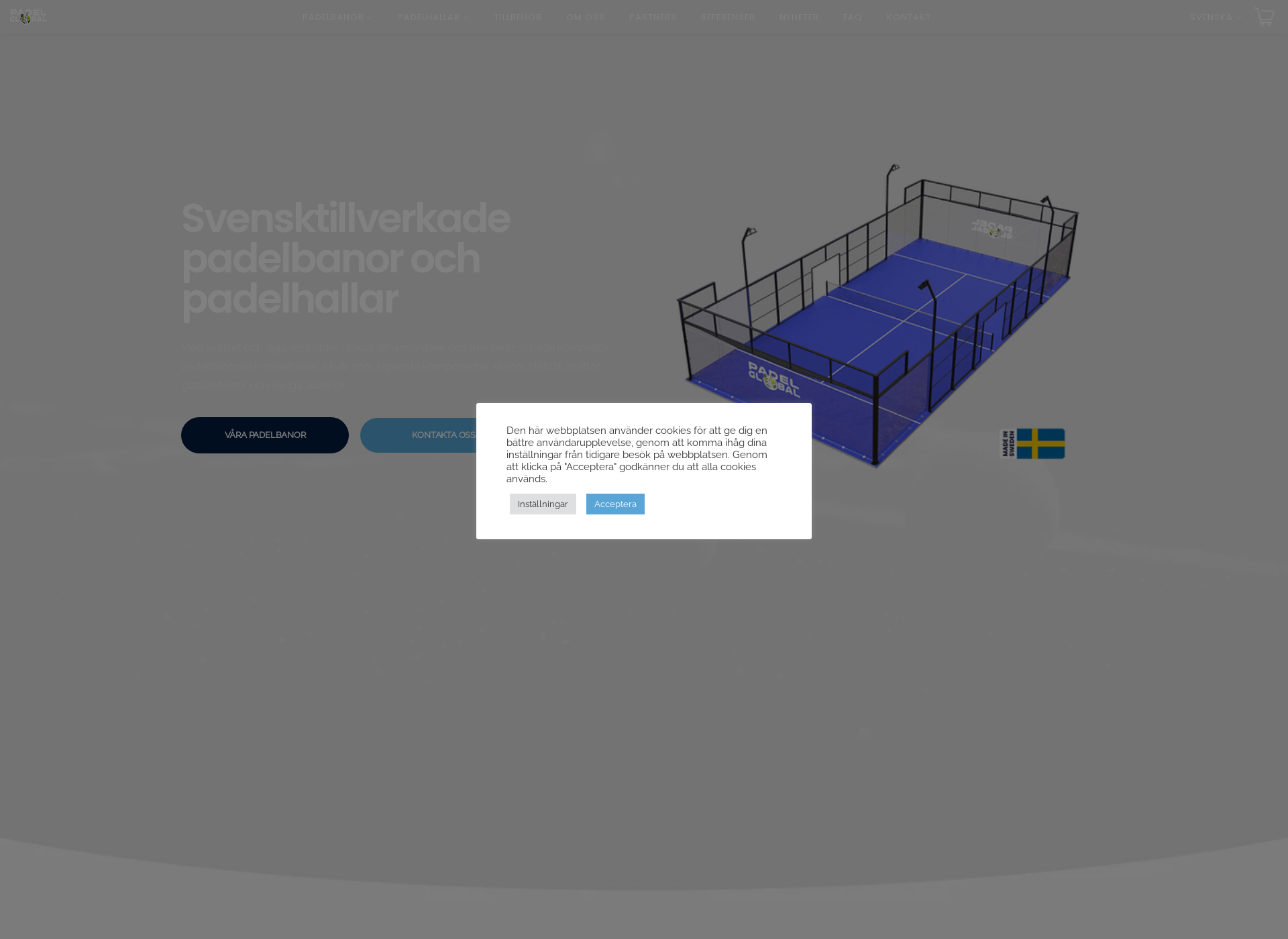 Skärmdump för padel-global.fi