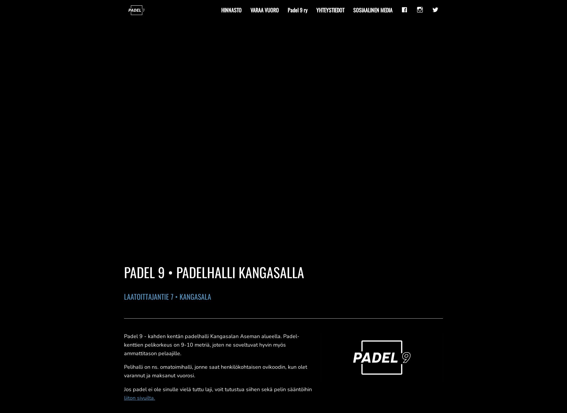 Skärmdump för padel9.fi