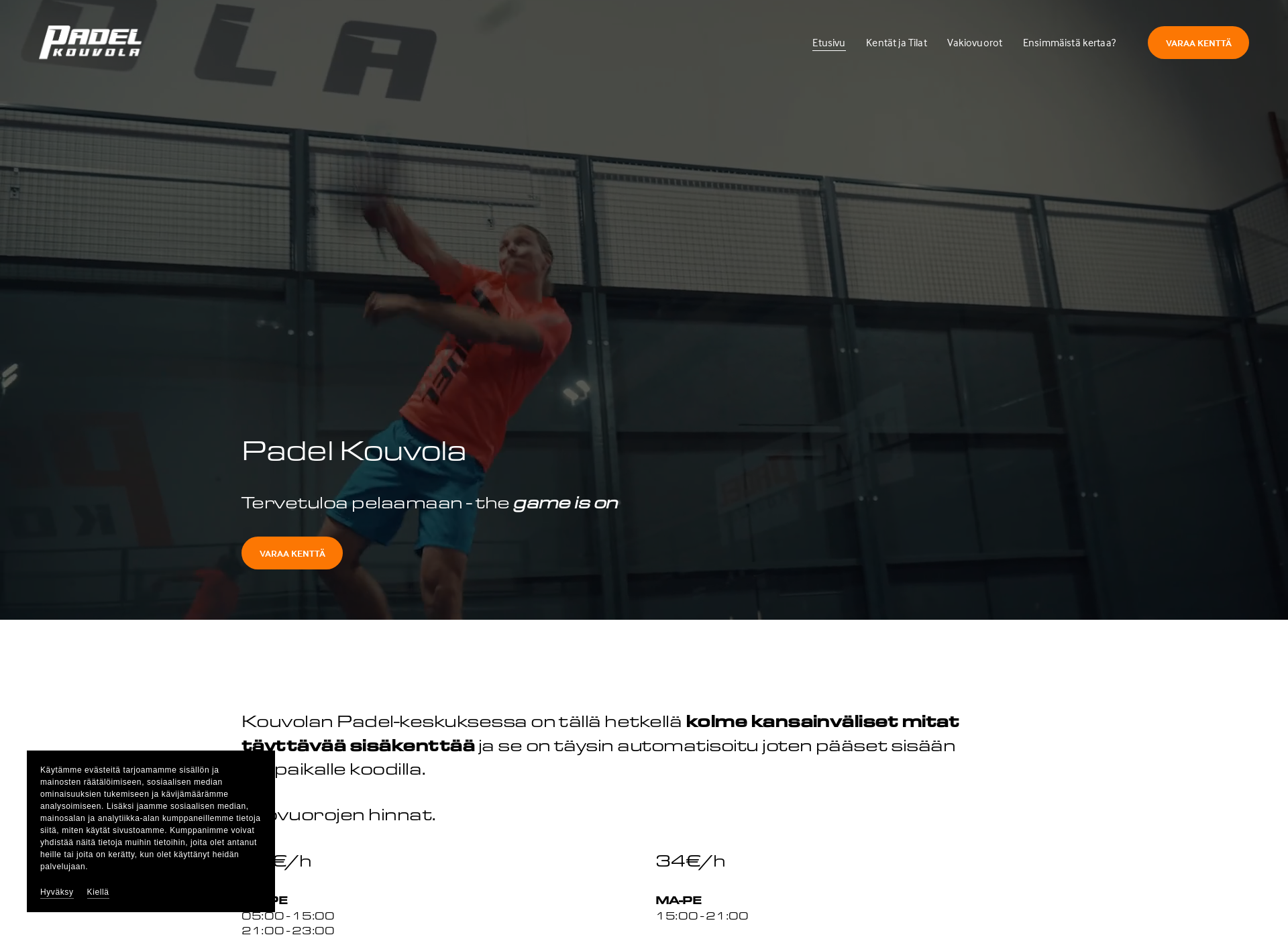 Screenshot for padelkouvola.fi