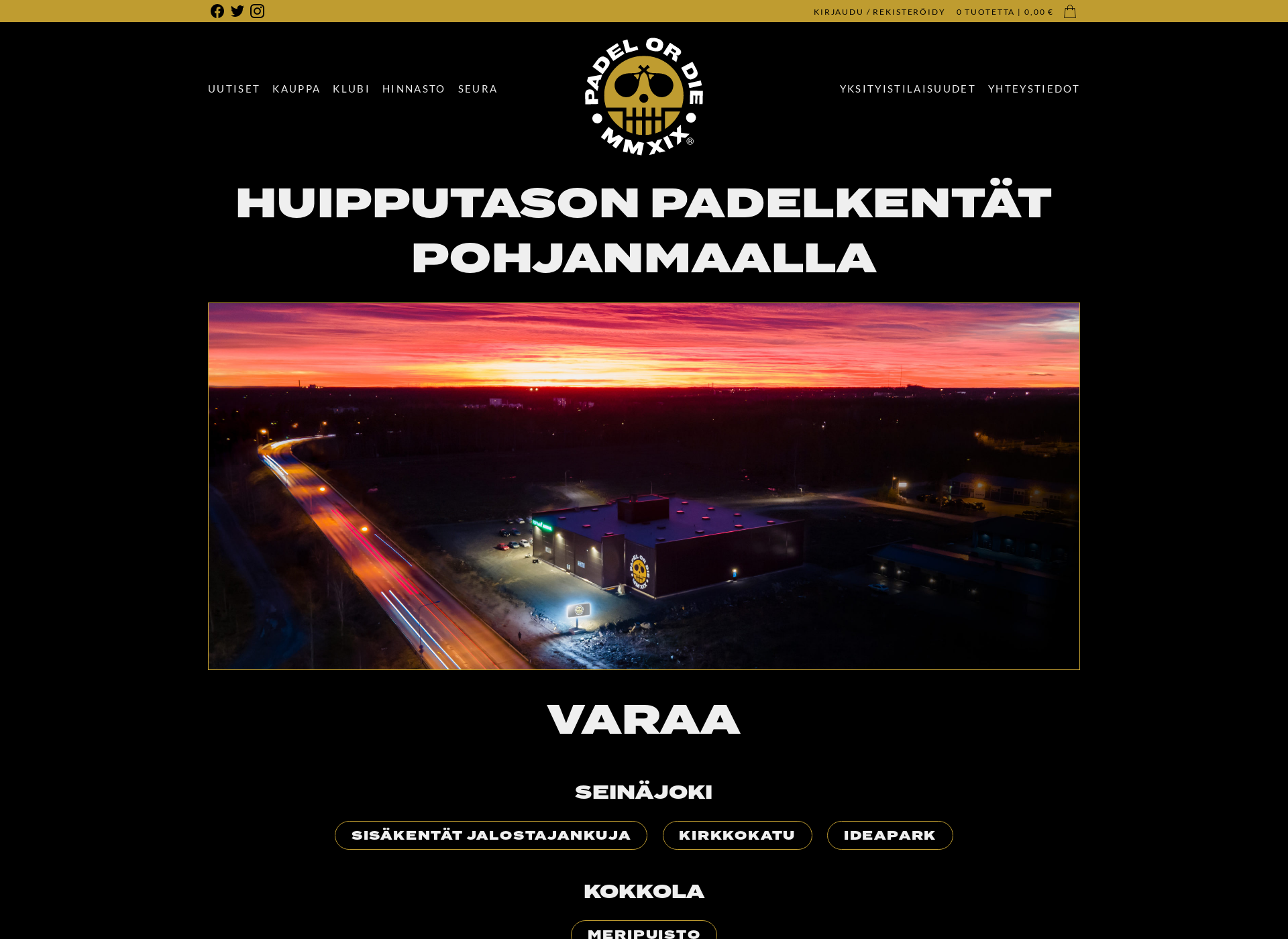 Skärmdump för padelordie.fi