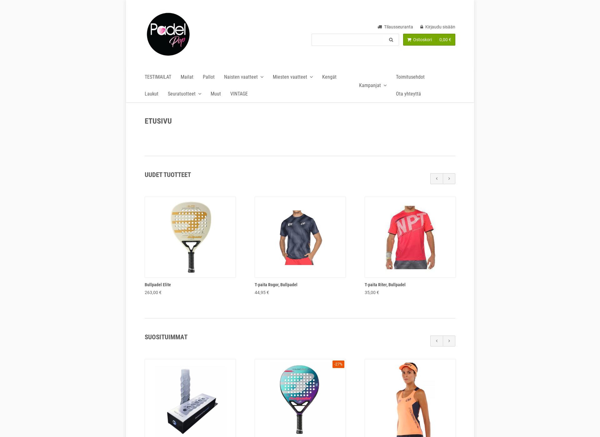 Screenshot for padelpopshop.fi