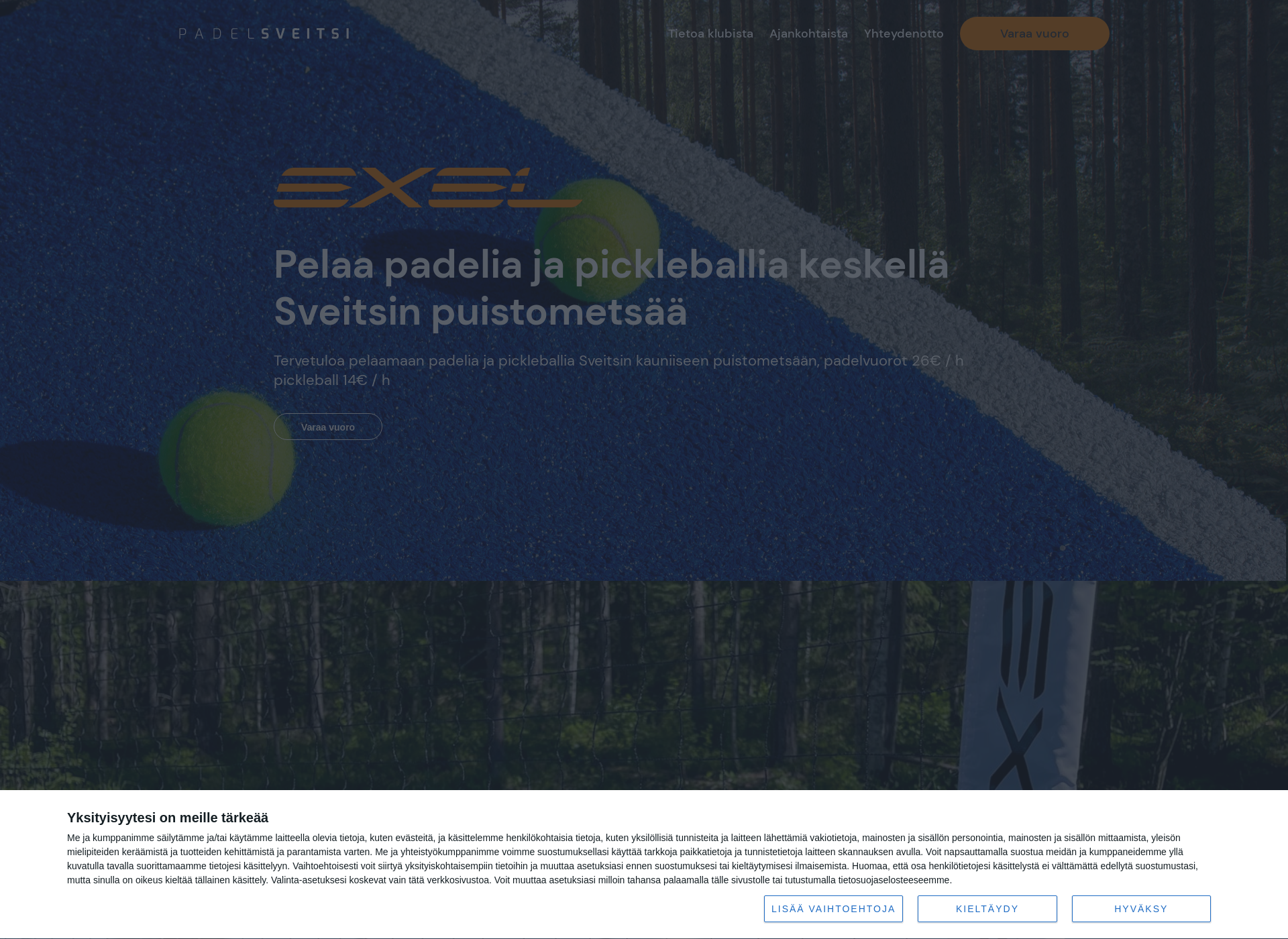 Skärmdump för padelsveitsi.fi