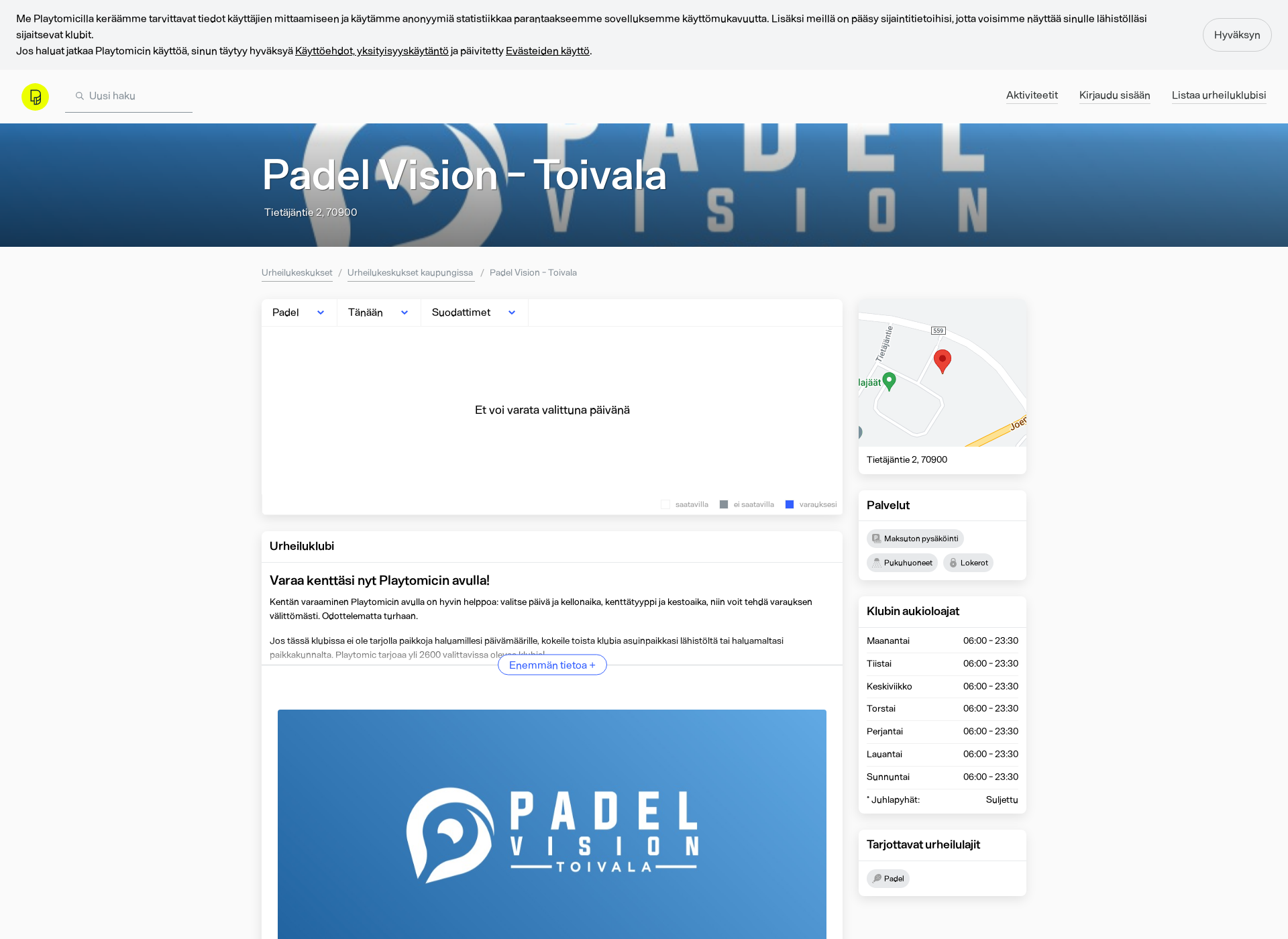 Screenshot for padelvision.fi
