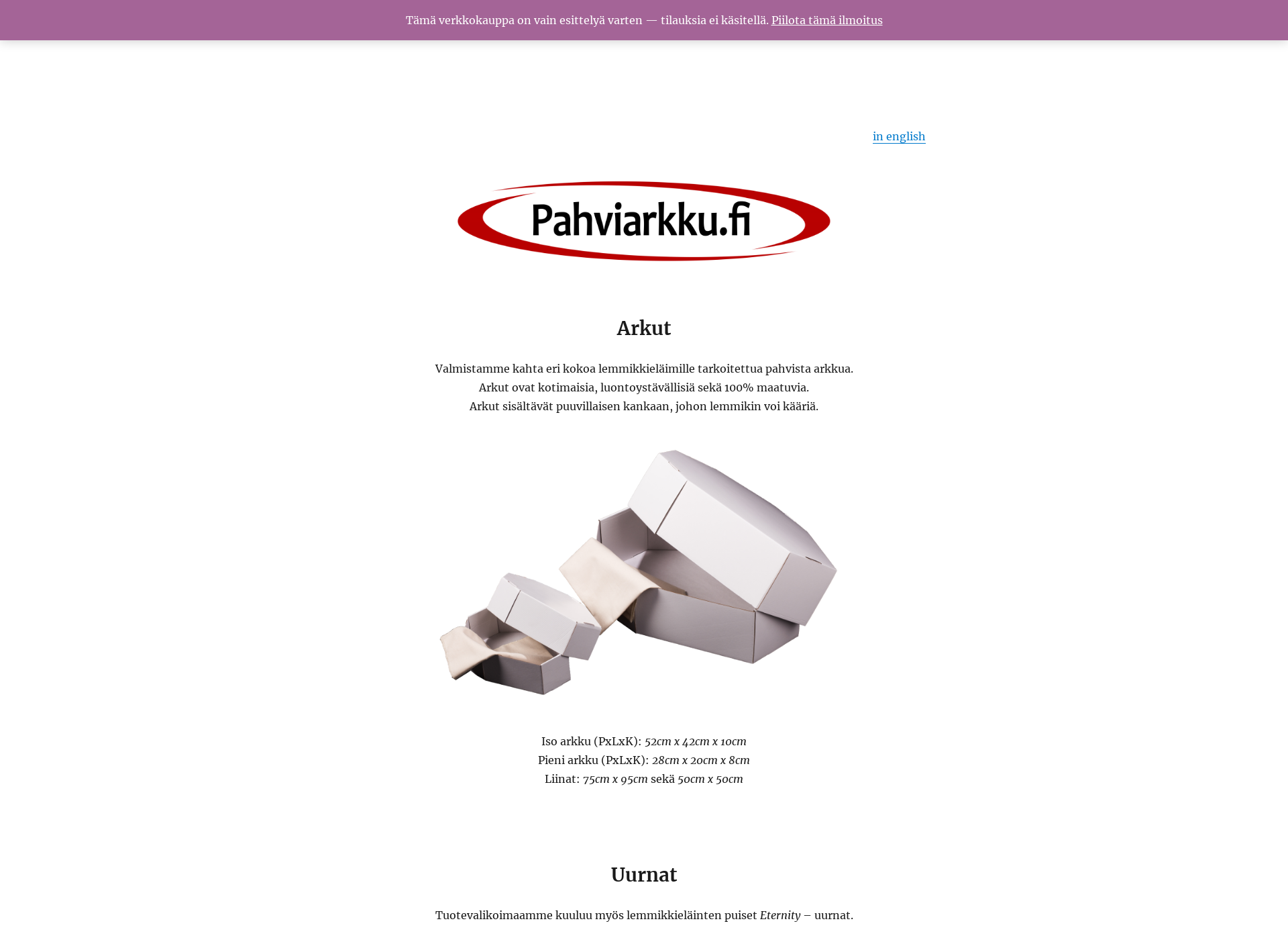 Screenshot for pahviarkku.fi