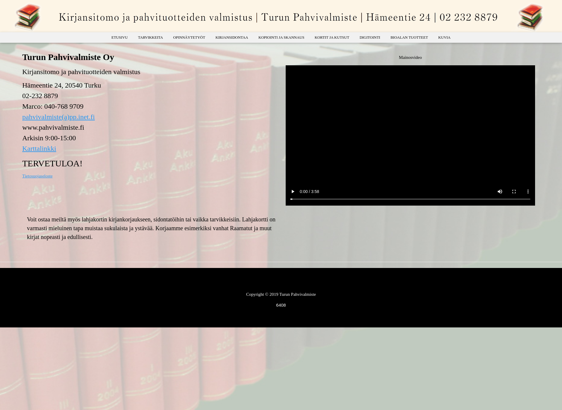 Skärmdump för pahvivalmiste.fi