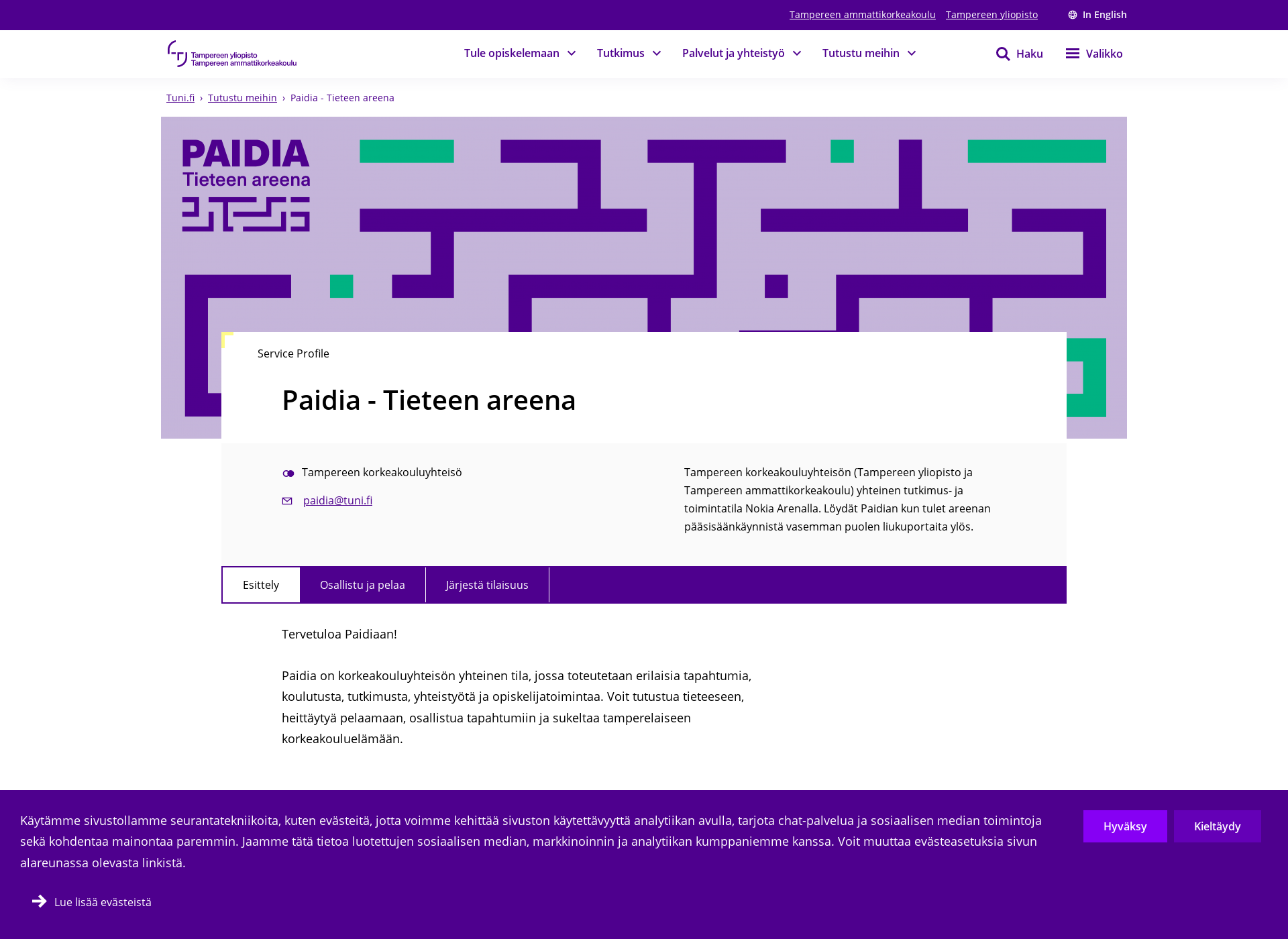 Screenshot for paidia.fi