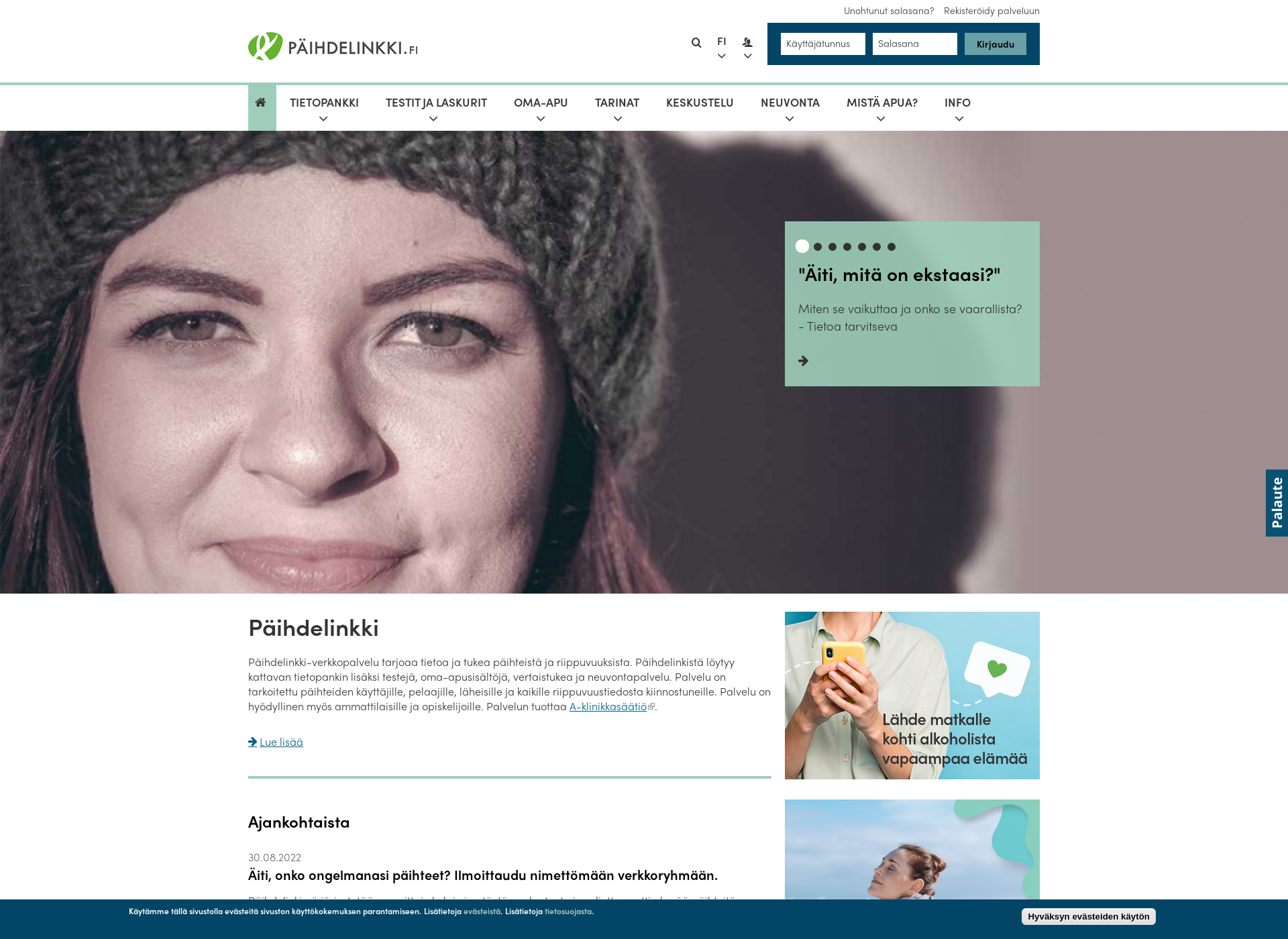 Screenshot for paihdelinkki.fi