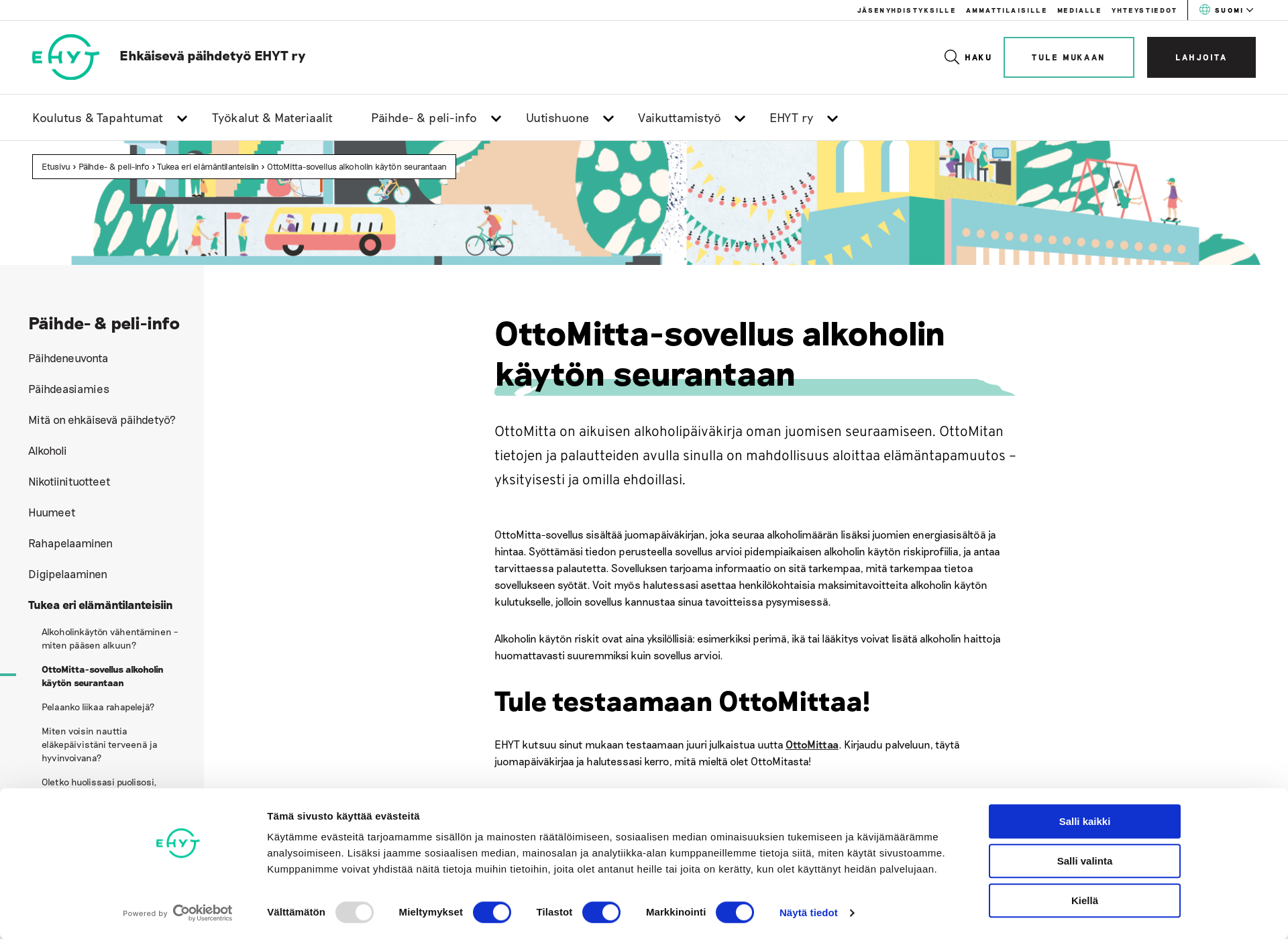 Screenshot for paihdeneuvonta.fi