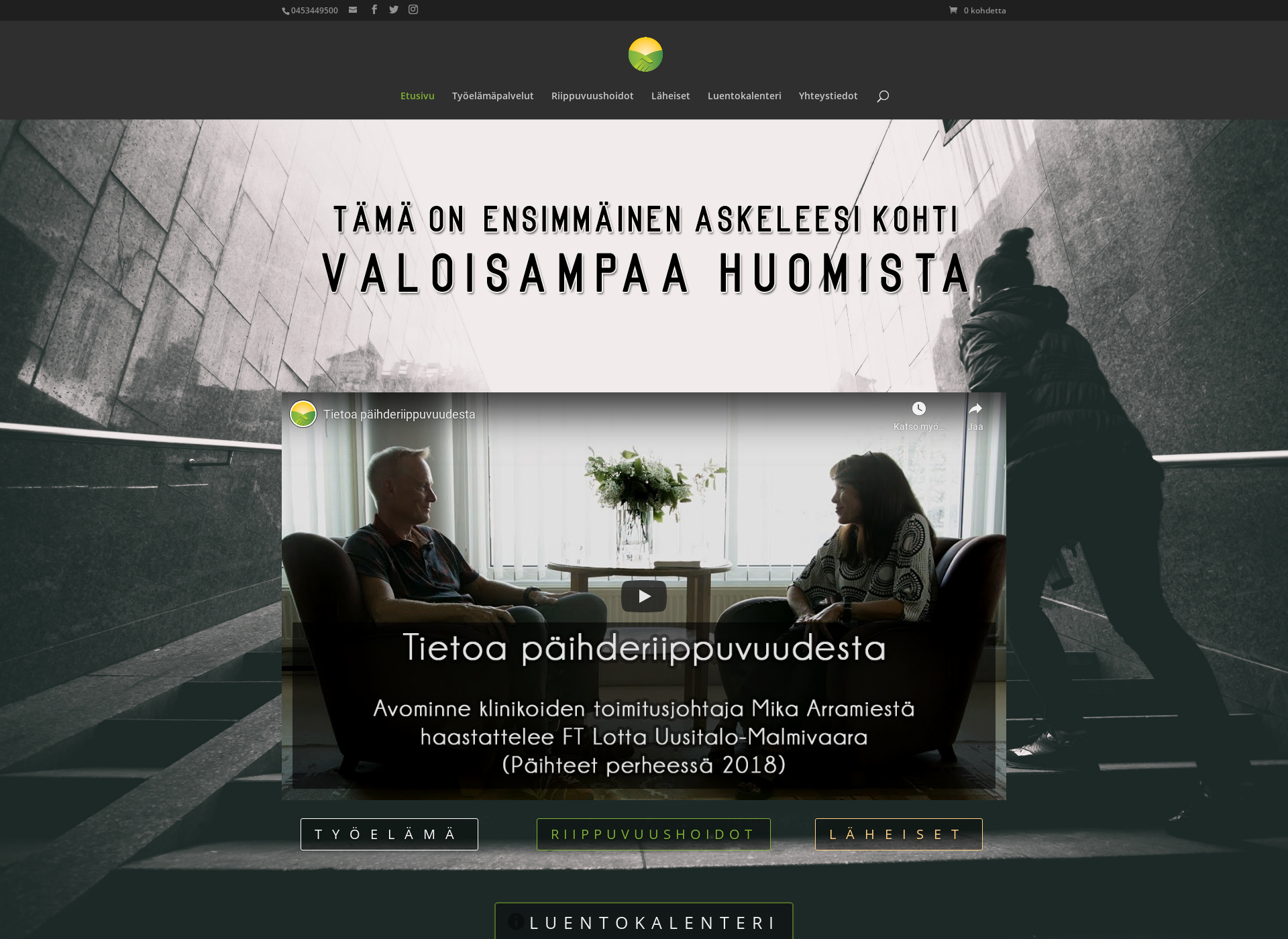 Skärmdump för paihderiippuvuus.fi
