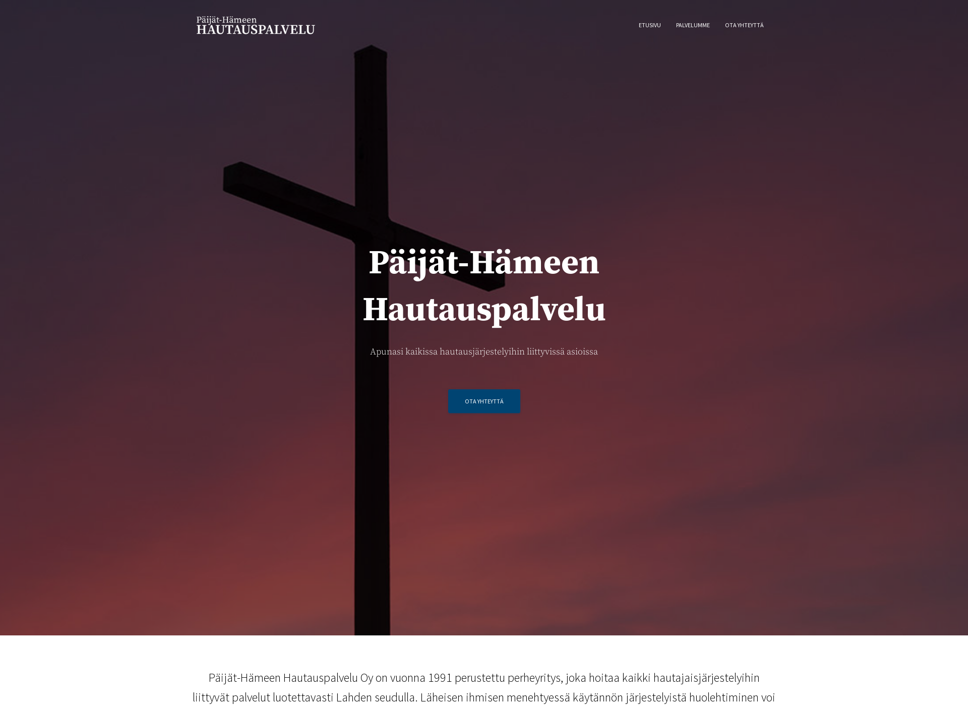 Skärmdump för paijathameenhautauspalvelu.fi