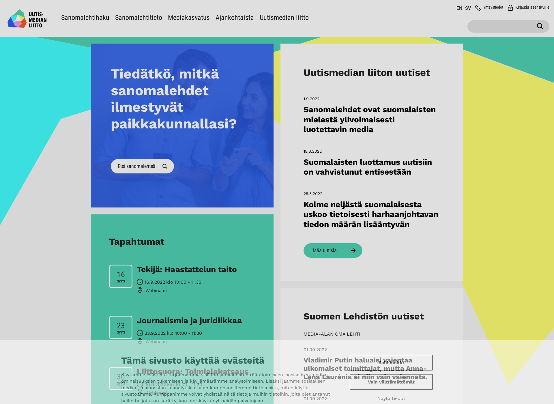 Skärmdump för paikallislehdet.fi