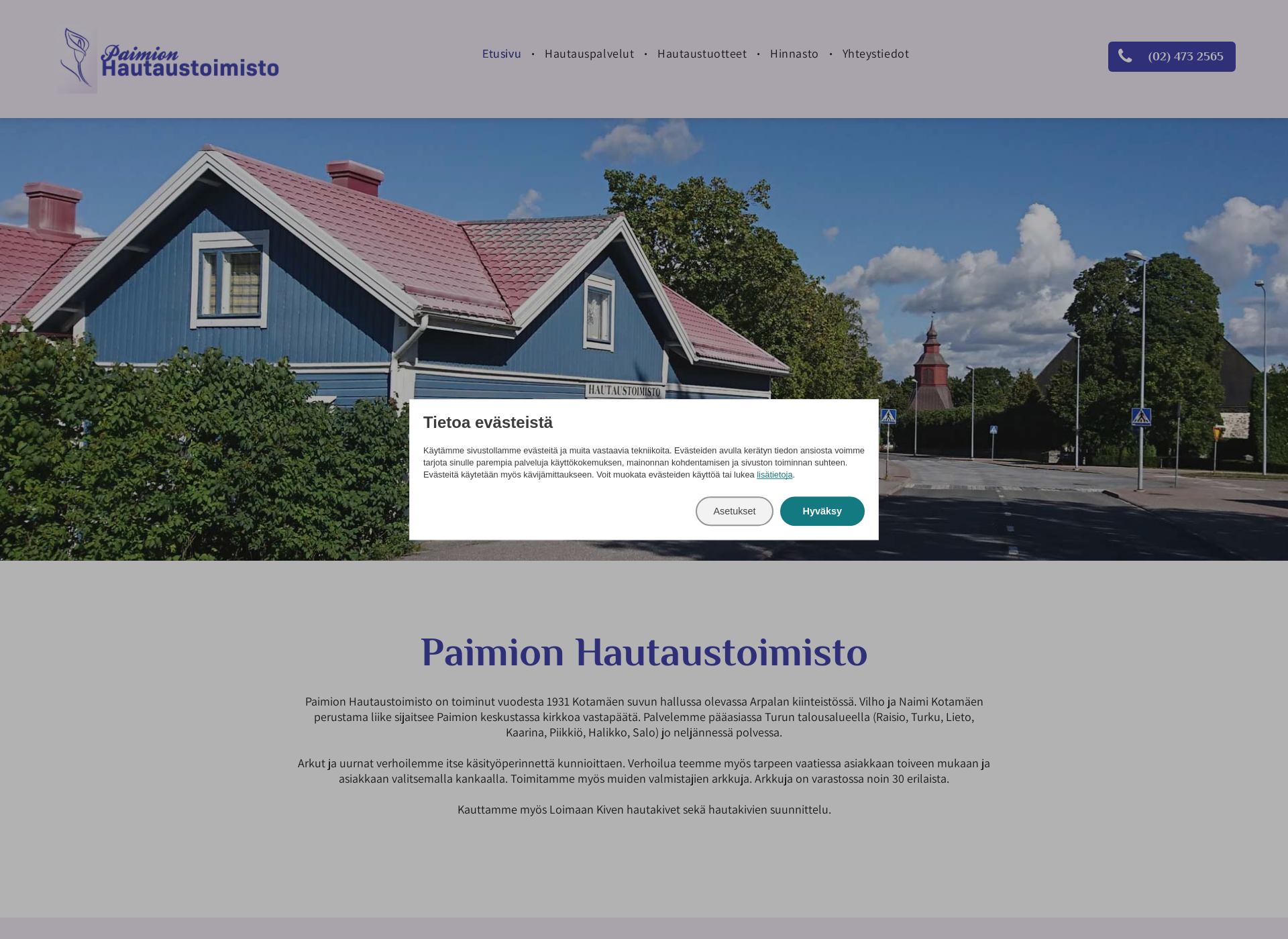 Skärmdump för paimionhautaus.fi