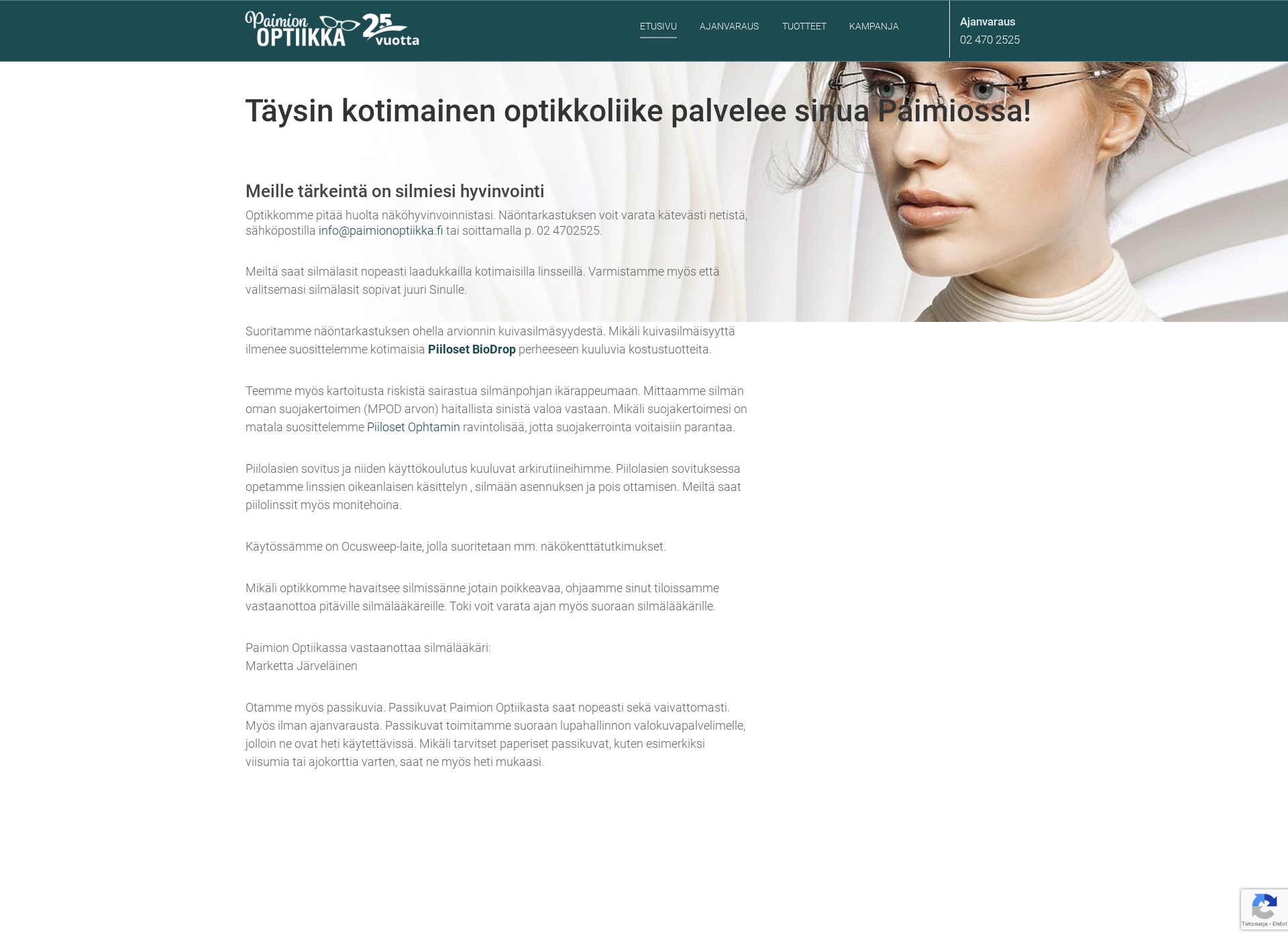 Skärmdump för paimionoptiikka.fi