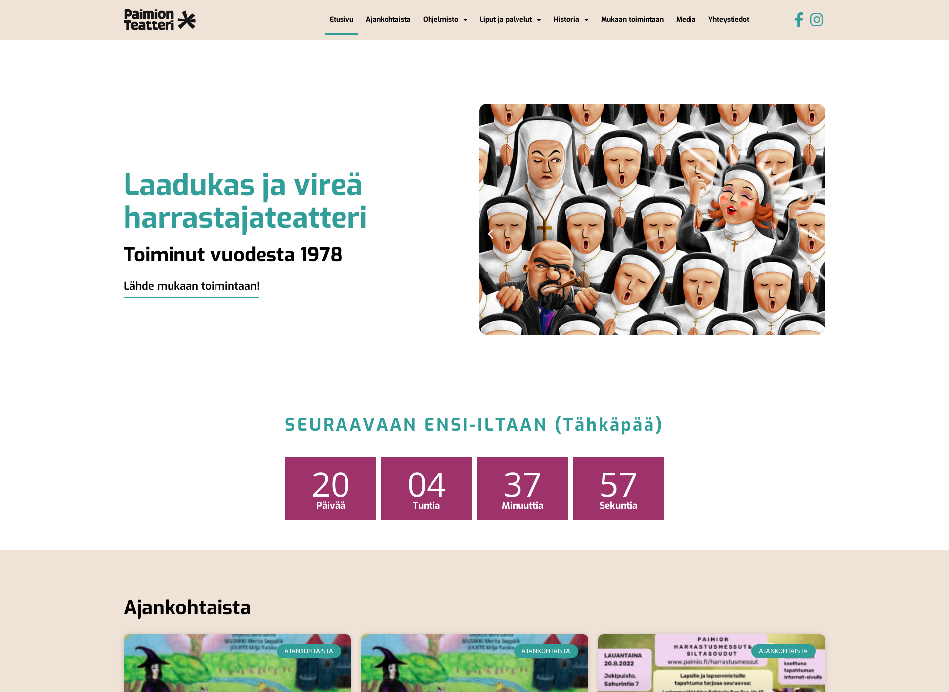 Skärmdump för paimionteatteri.fi