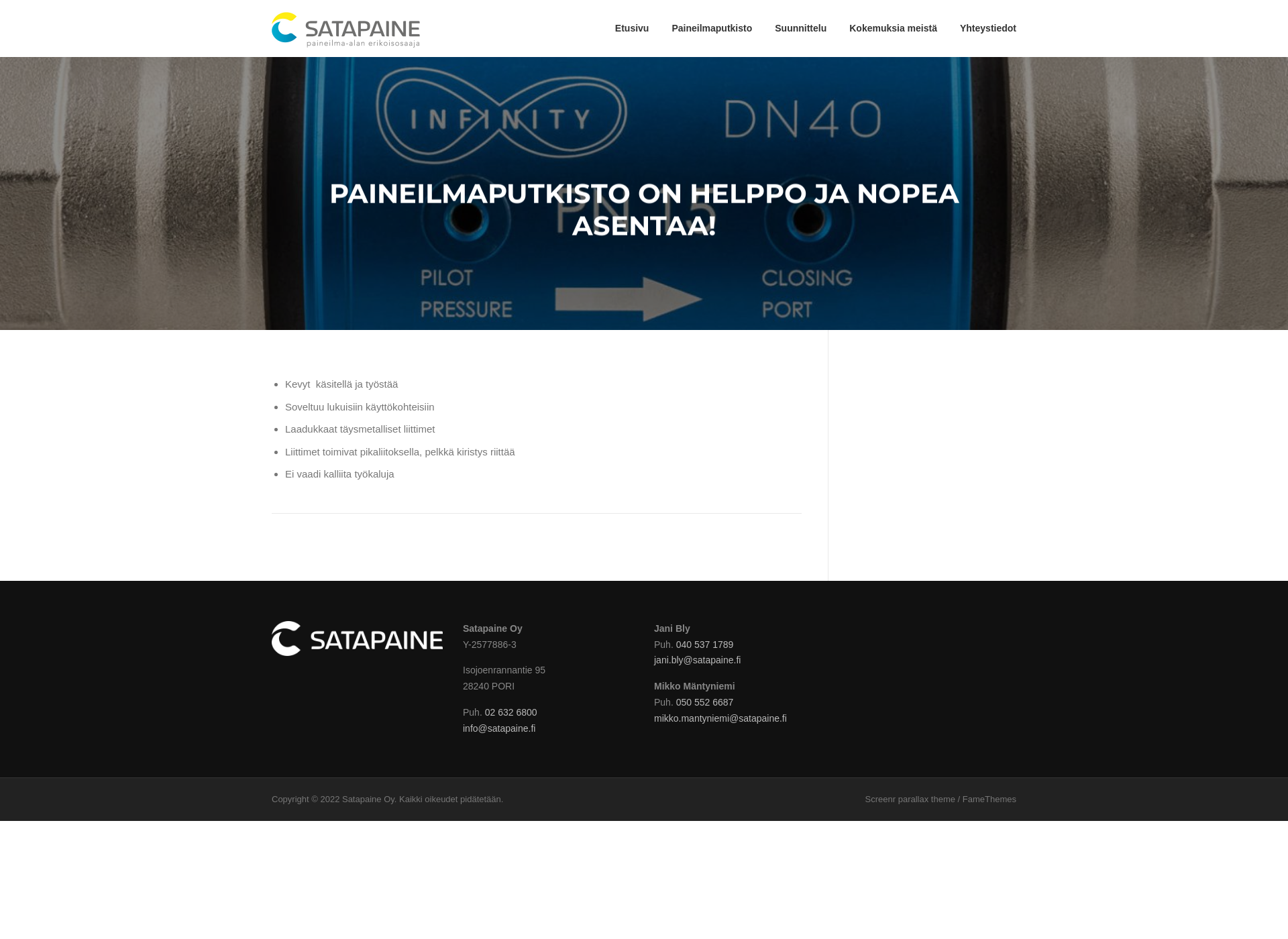 Screenshot for paineilmaputkisto.fi