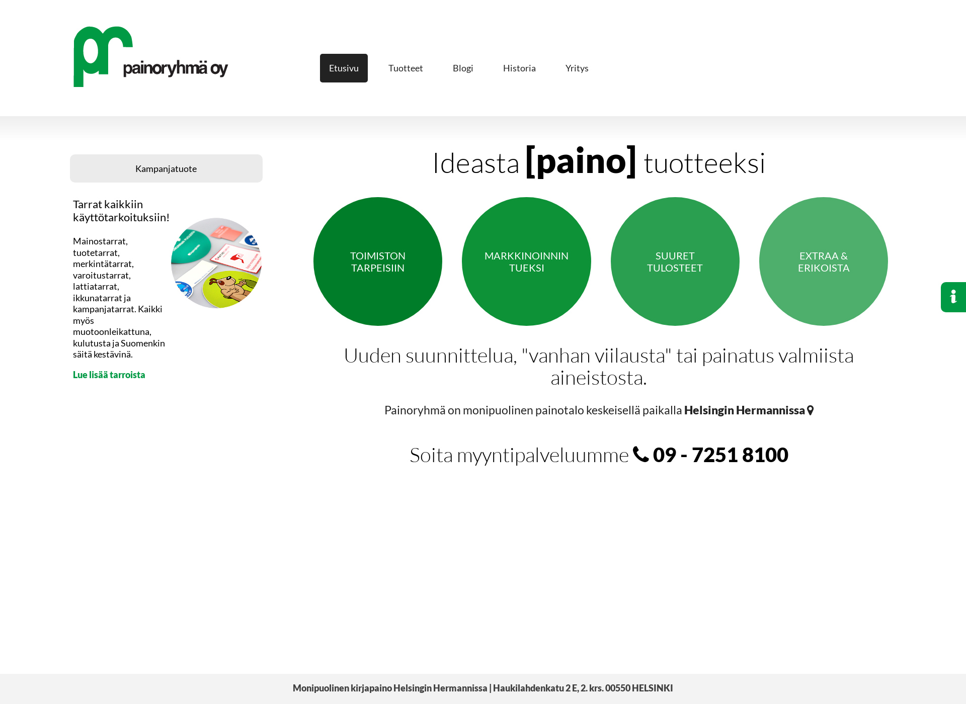 Skärmdump för painoryhma.fi