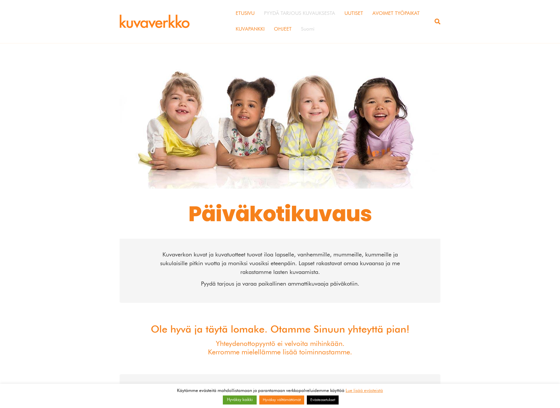 Skärmdump för paivakotikuvaus.fi