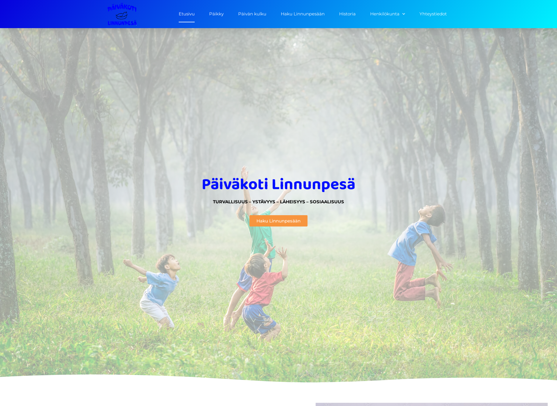 Skärmdump för paivakotilinnunpesa.fi