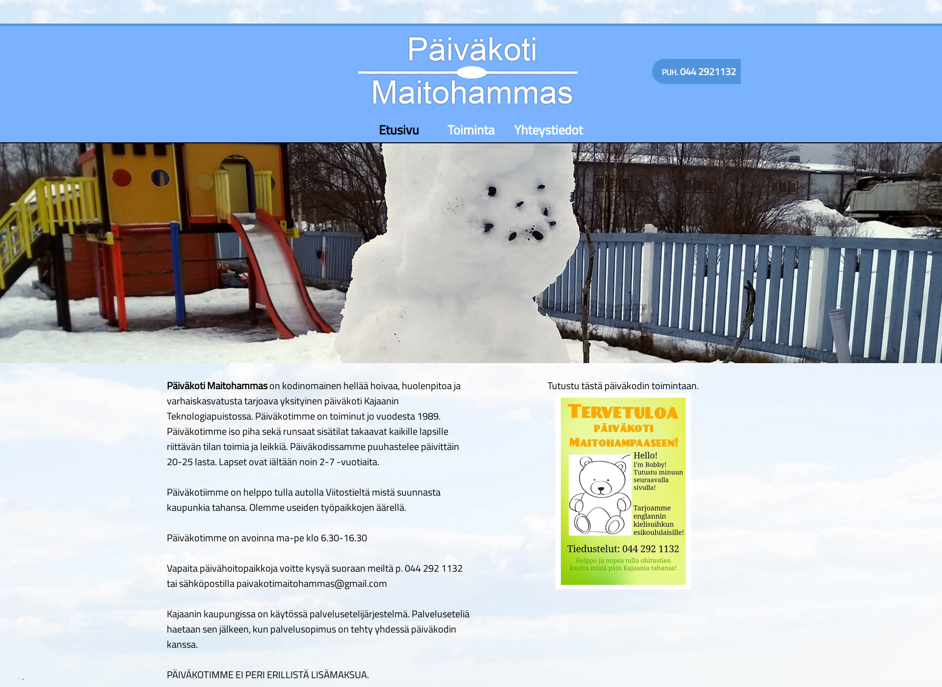 Skärmdump för paivakotimaitohammas.fi
